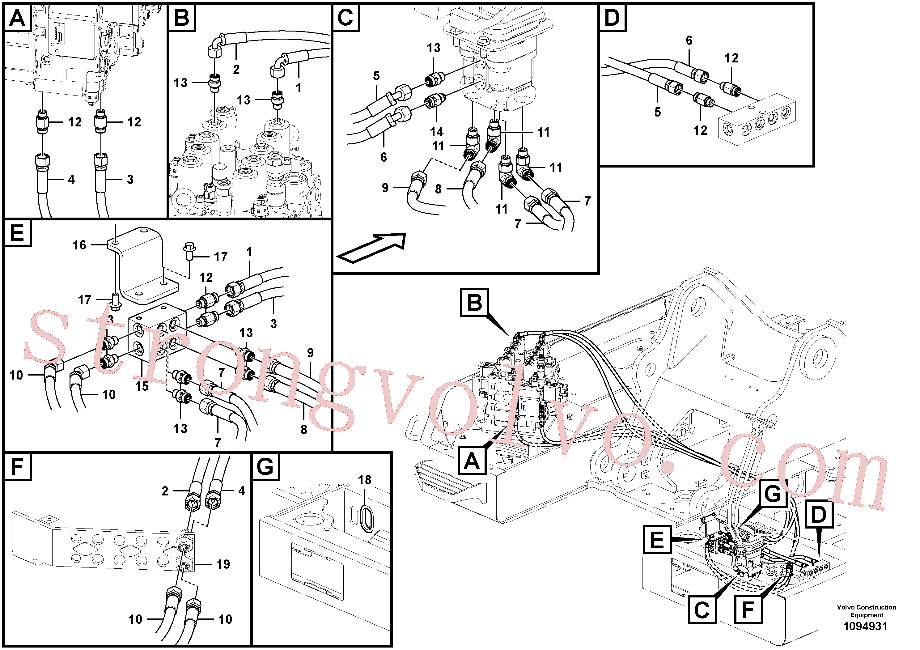 VOE15141928 Volvo Sistema servomotor, válvula de comando para pedal da válvula de comando(1094931 Montagem)