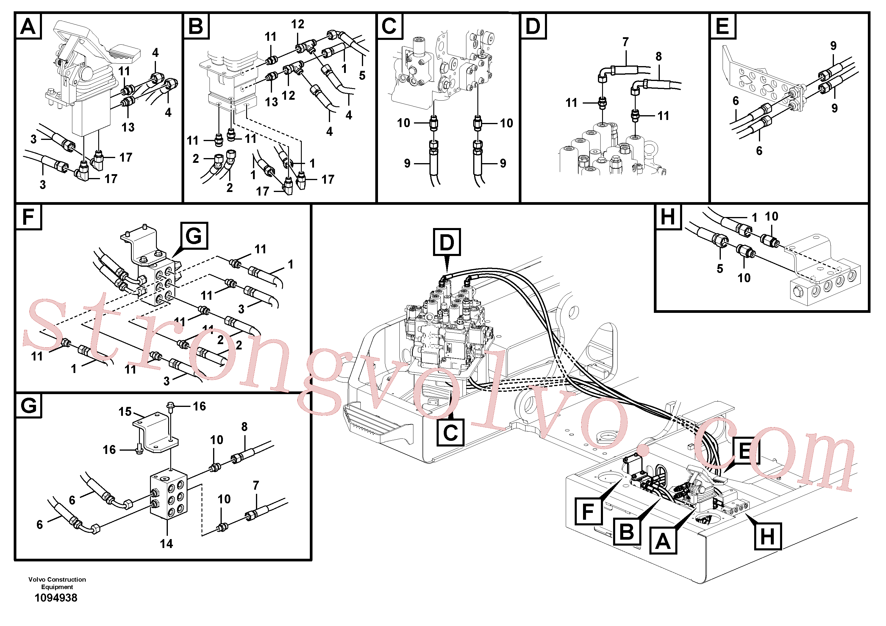 VOE936753 Volvo Sistema servomotor, válvula de comando para pedal da válvula de comando(1094938 Montagem)