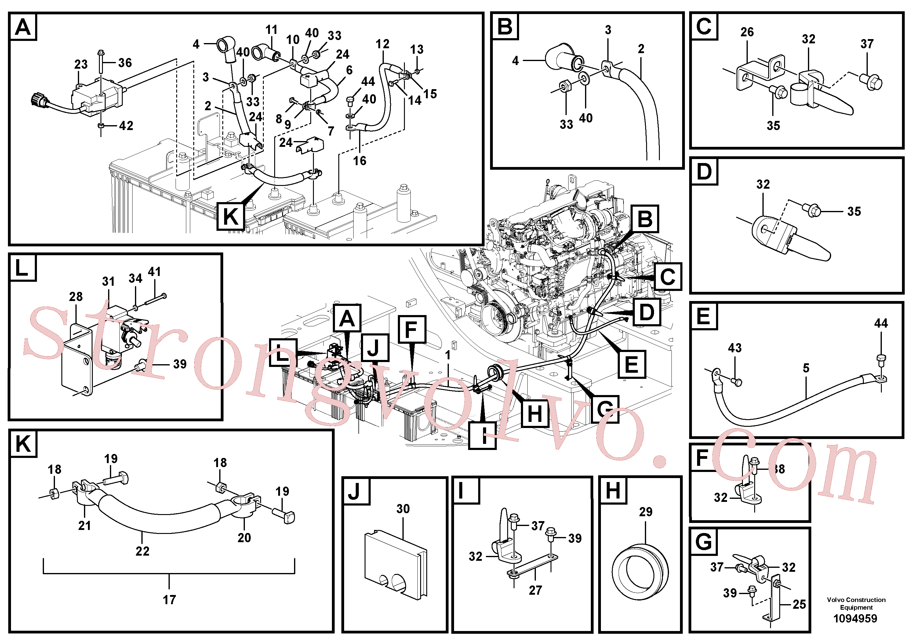 VOE14527900 Volvo Cabos, bateria(1094959 Montagem)