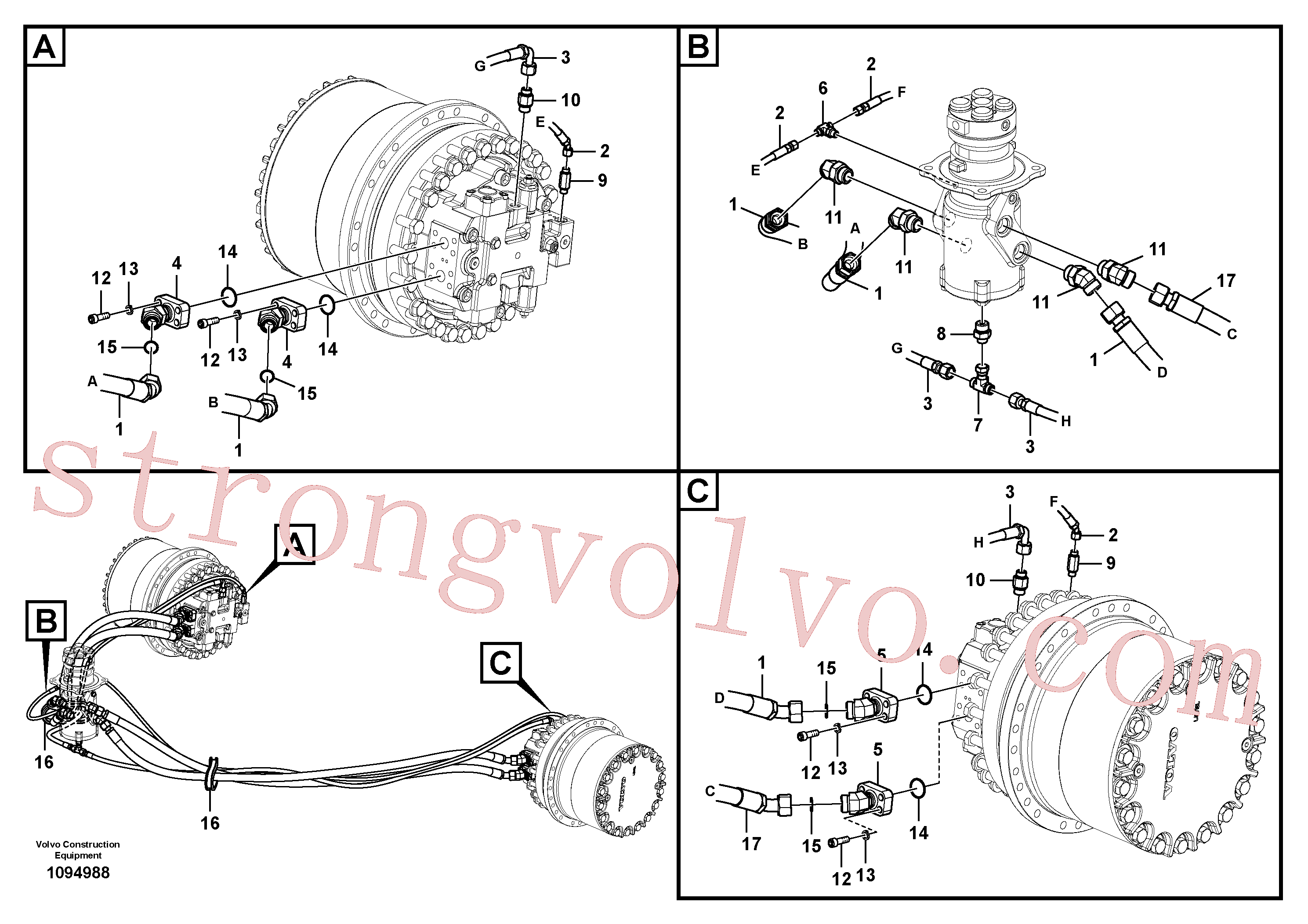 VOE938145 Volvo Linha da rótula, rótula ao motor de curso(1094988 Montagem)