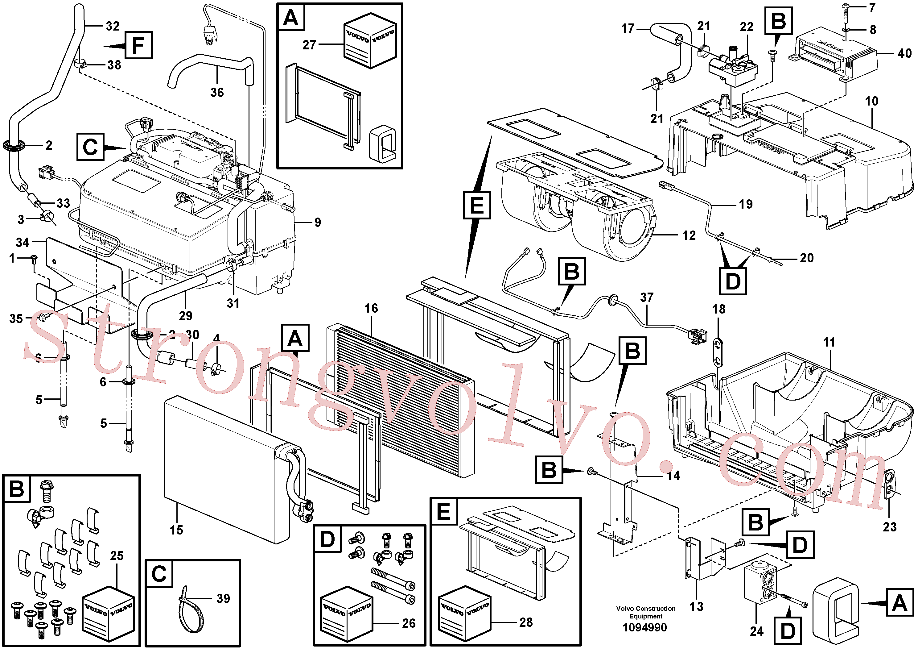 VOE60113076 Volvo Entrada de ar puro, filtro de ar e caixa do ventilador.(1094990 Montagem)
