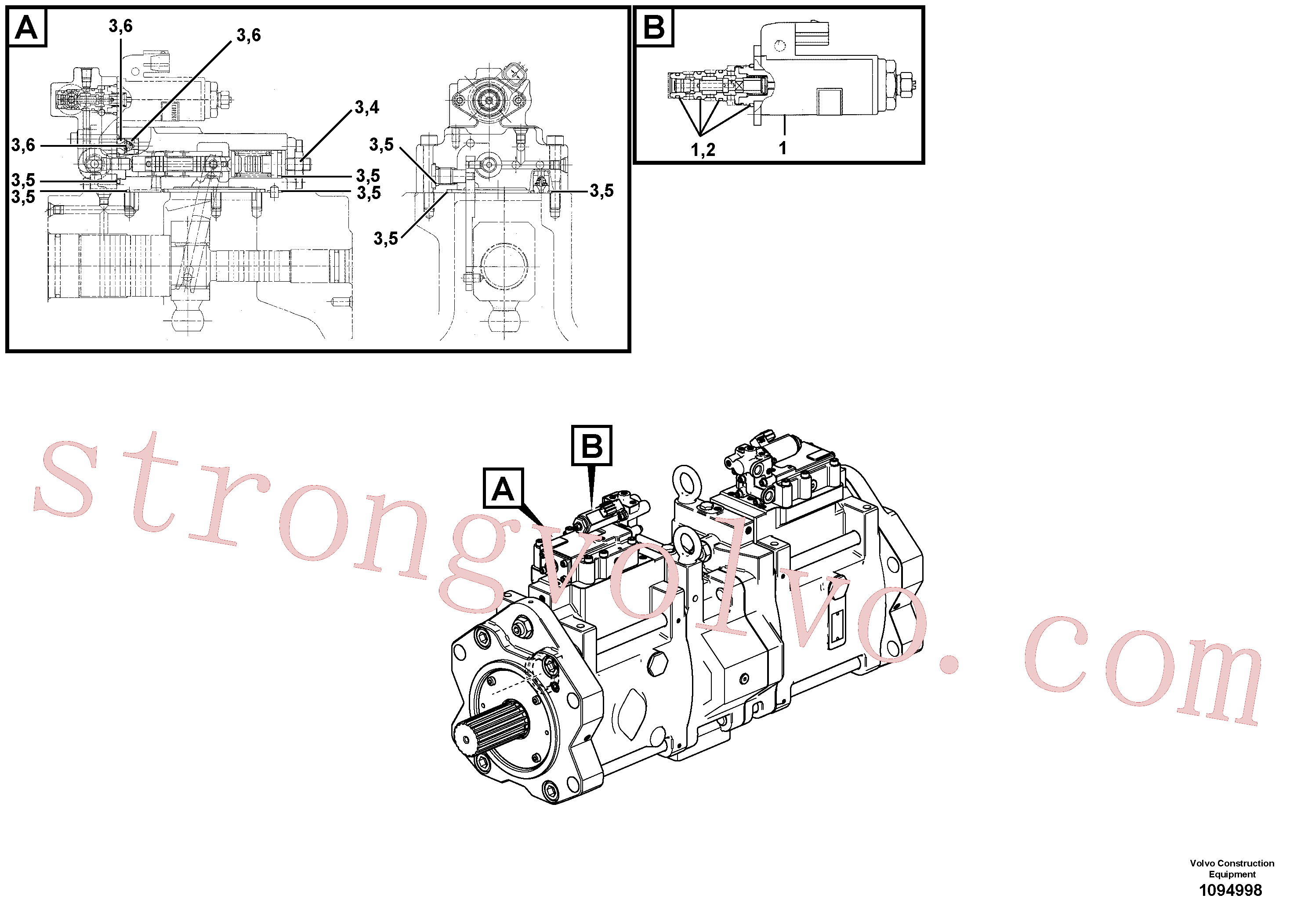 VOE14713437 Volvo Regulador, bomba hidráulica(1094998 Montagem)