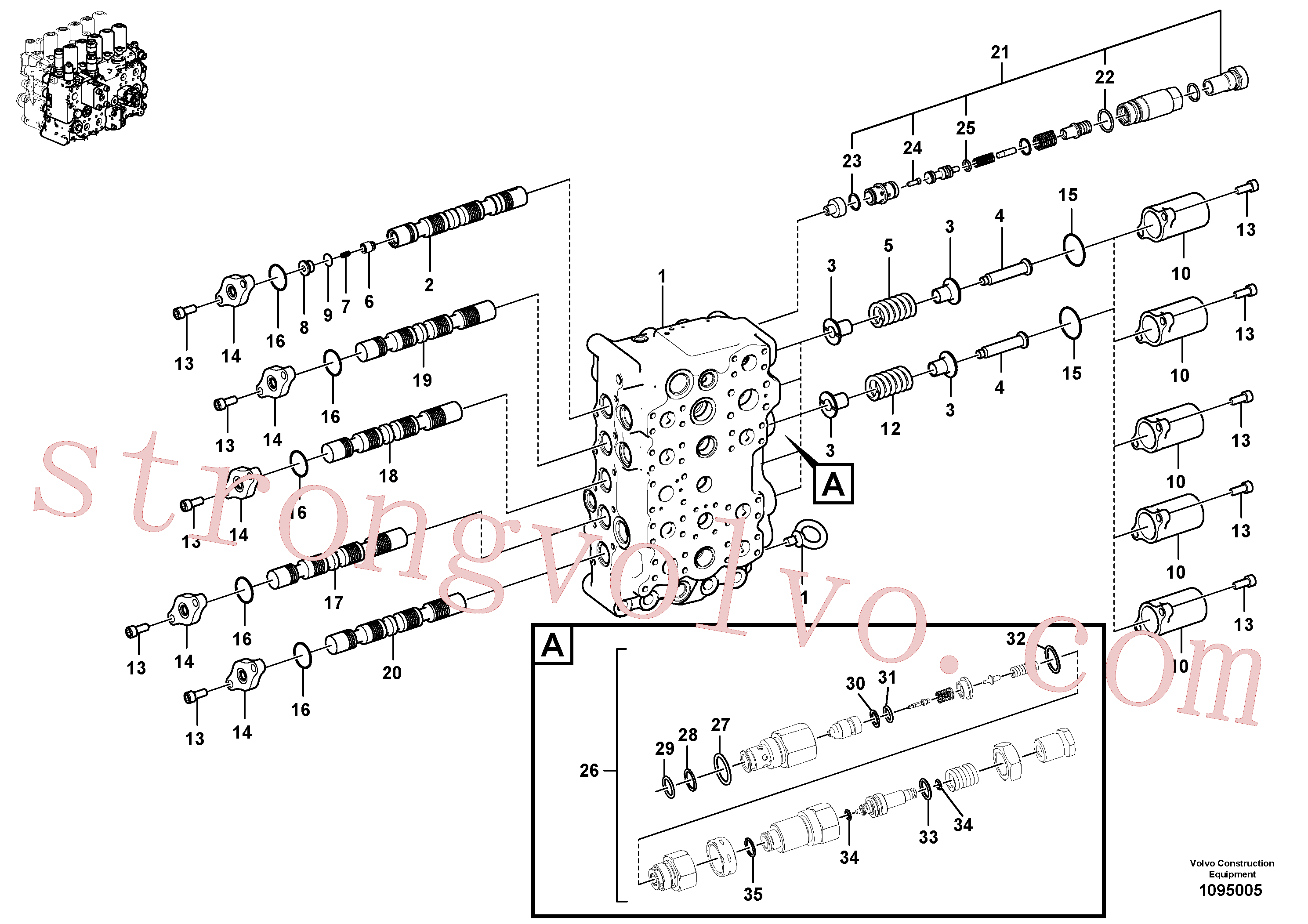 SA8230-00180 Volvo Válvula mestra de comando(1095005 Montagem)