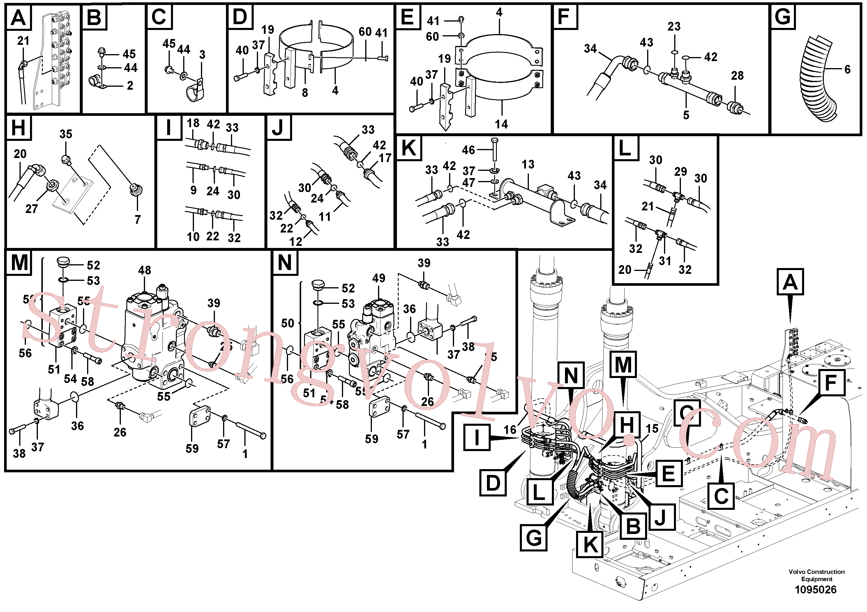 VOE938113 Volvo Hidráulica de serviço, ruptura da lança(1095026 Montagem)