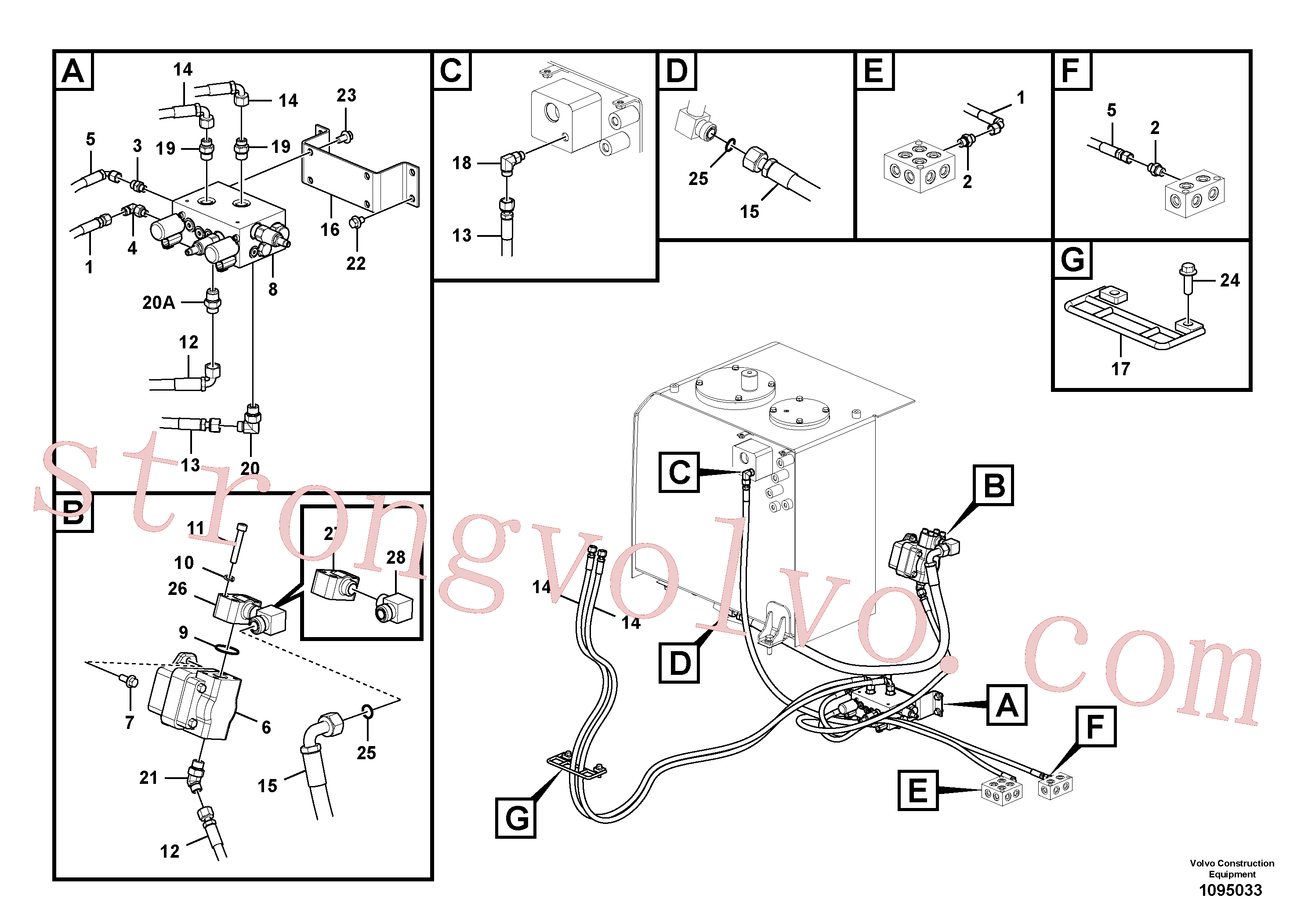VOE14552339 Volvo Hidráulica de serviço, inclinação e rotor na estrutura superior(1095033 Montagem)