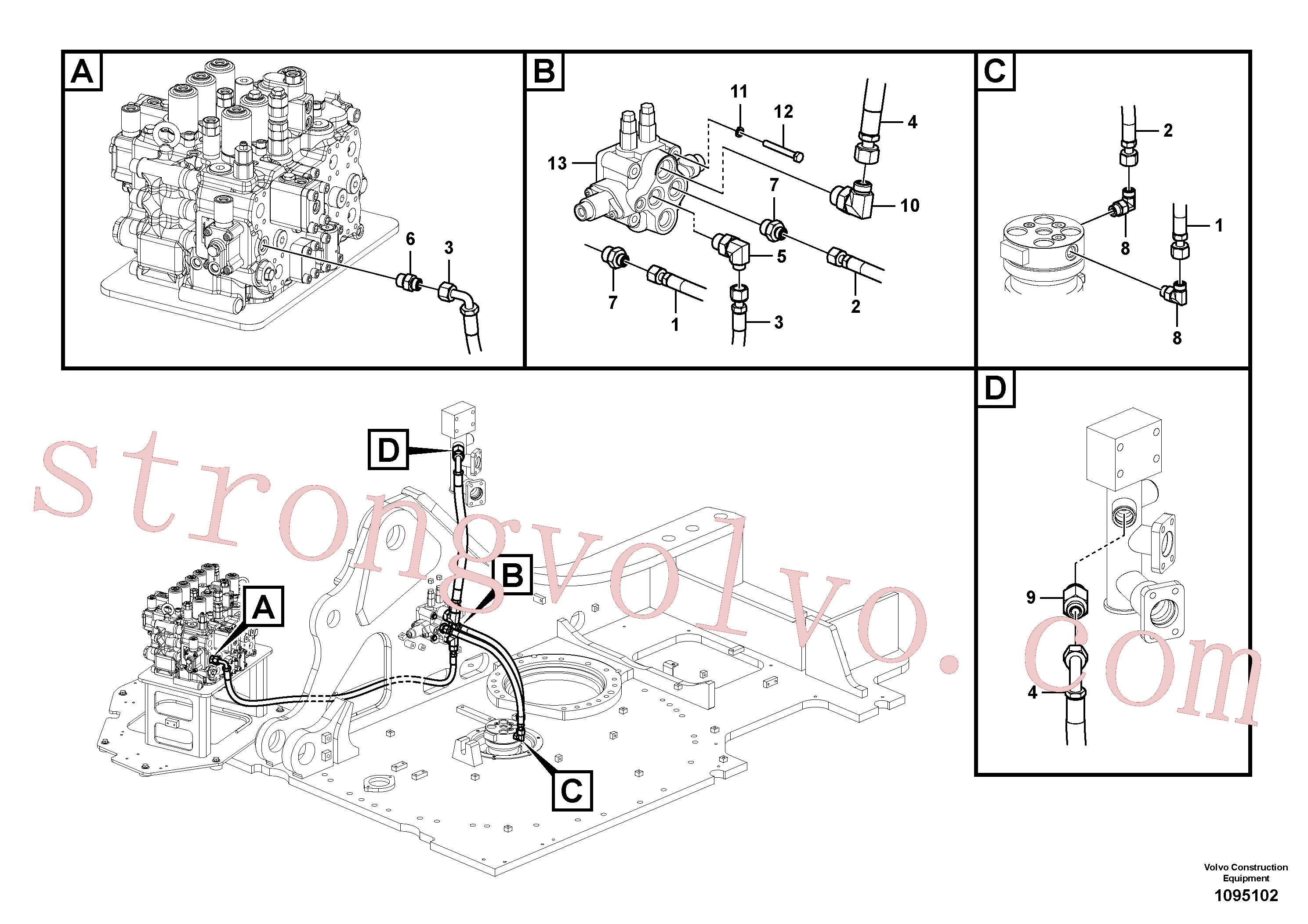 VOE938285 Volvo Sistema hidráulico de trabalho, lâmina niveladora(1095102 Montagem)