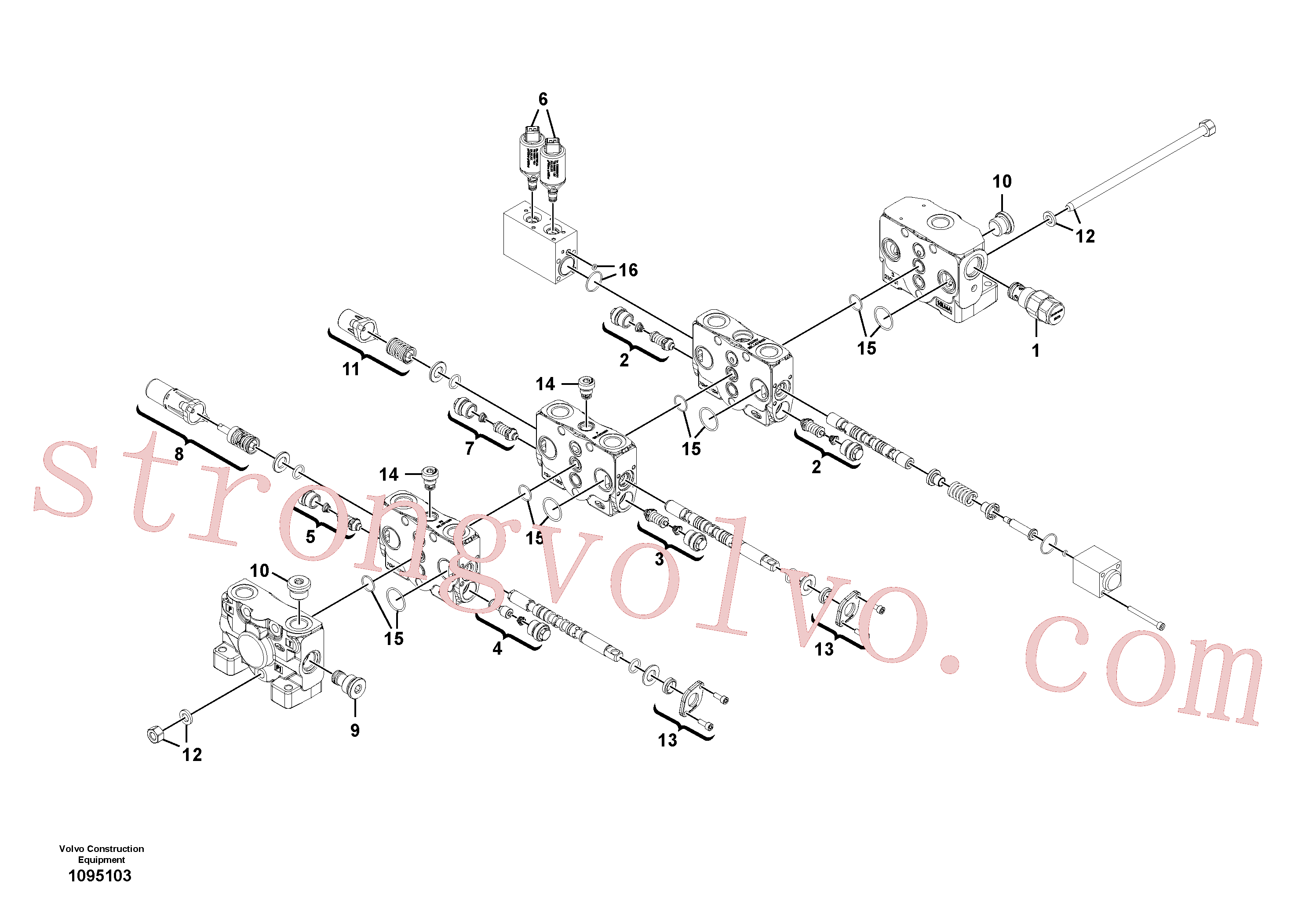 VOE11370340 Volvo Válvula de comando(1095103 Montagem)
