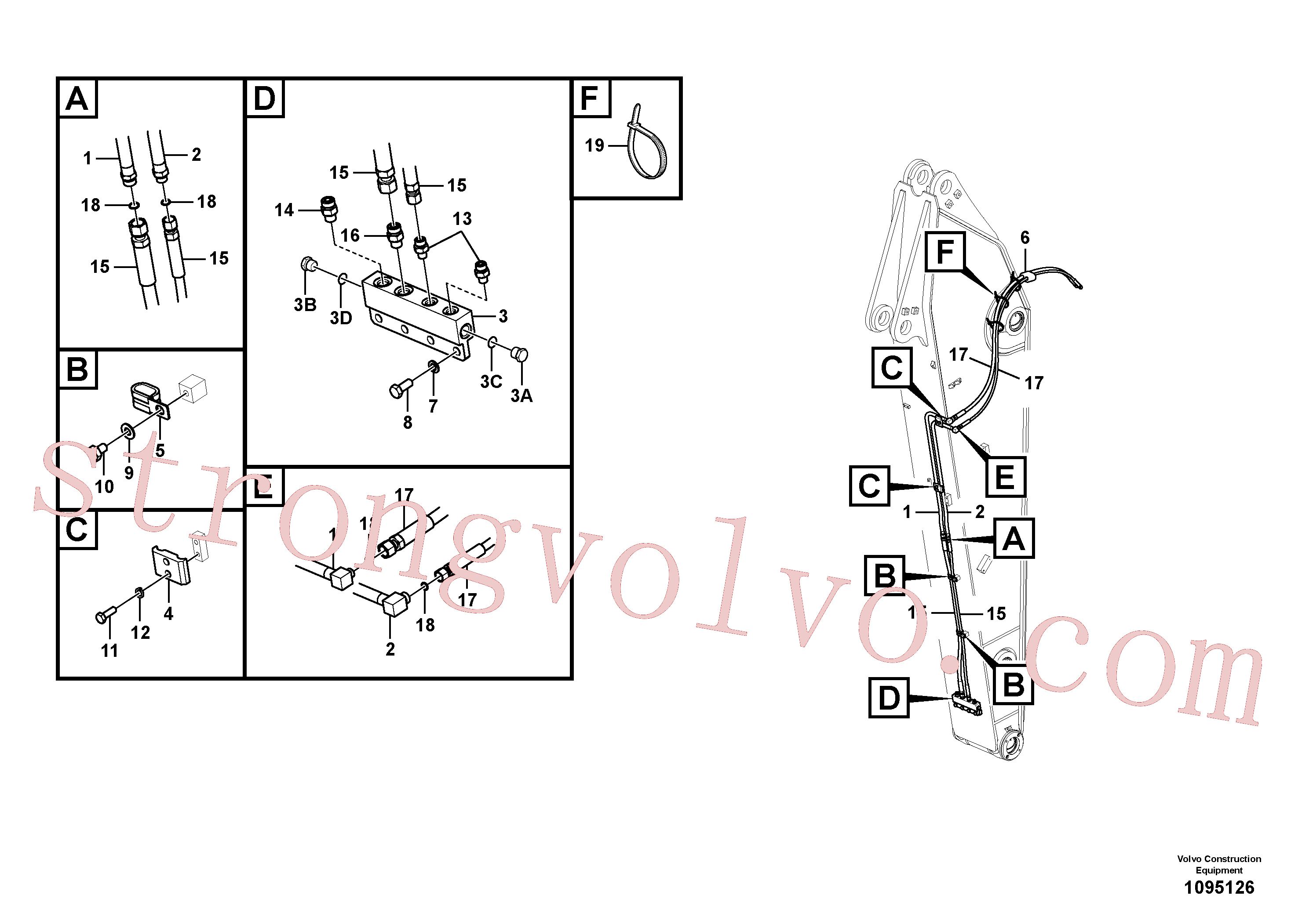 VOE14711704 Volvo Hidráulica de serviço, encaixe rápido no braço de afundamento(1095126 Montagem)