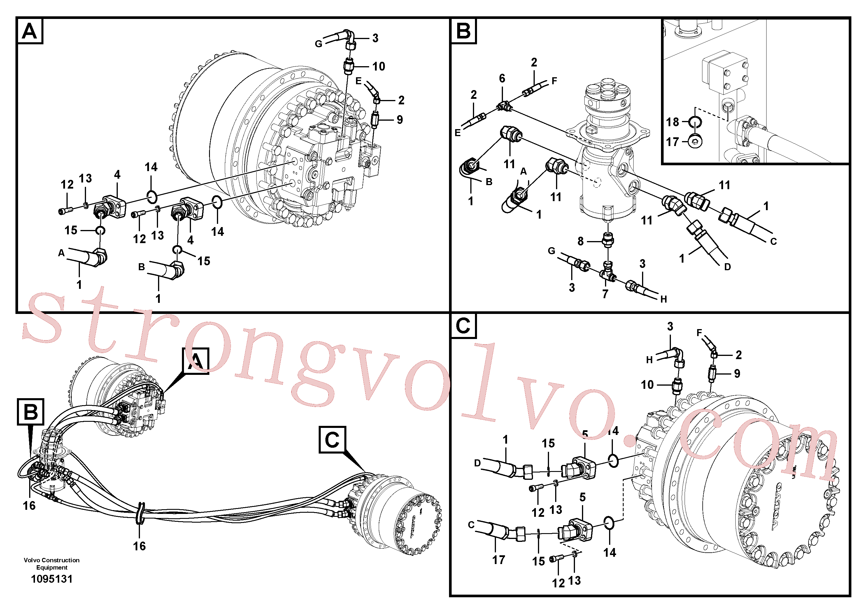 VOE938145 Volvo Linha da rótula, rótula ao motor de curso(1095131 Montagem)