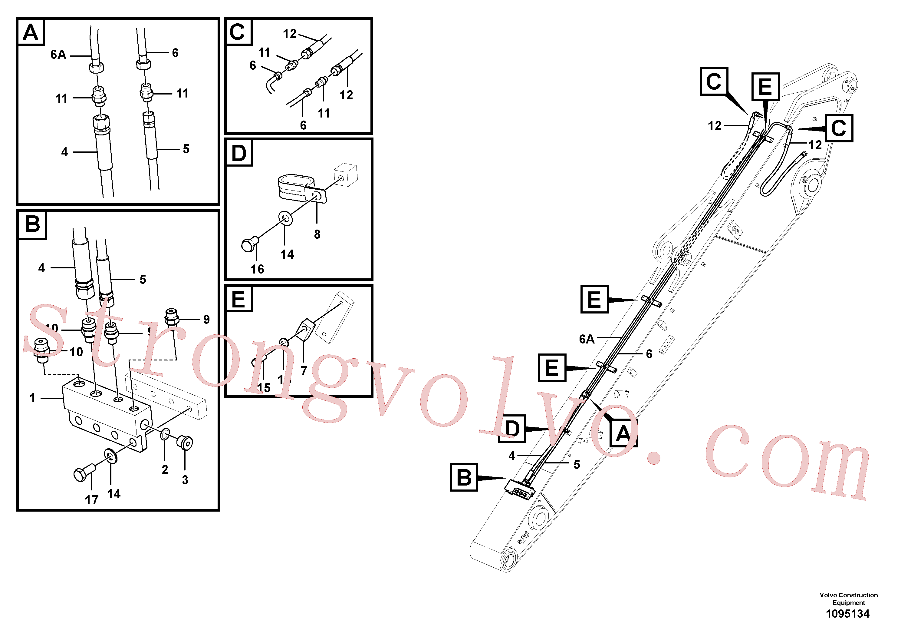 VOE14543929 Volvo Hidráulica de serviço, encaixe rápido no braço de afundamento(1095134 Montagem)