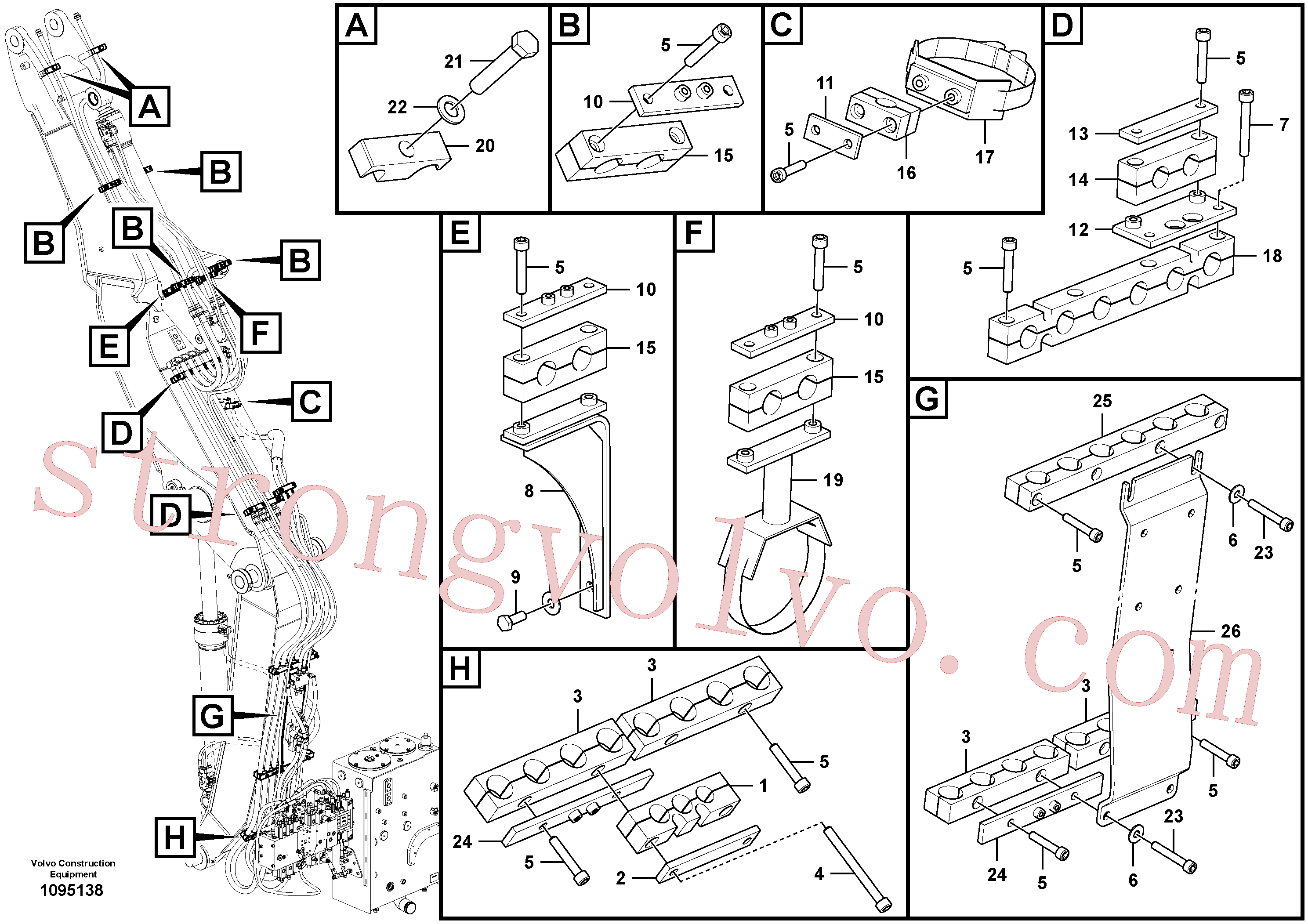 VOE14379185 Volvo Braçadeiras de montagem(1095138 Montagem)