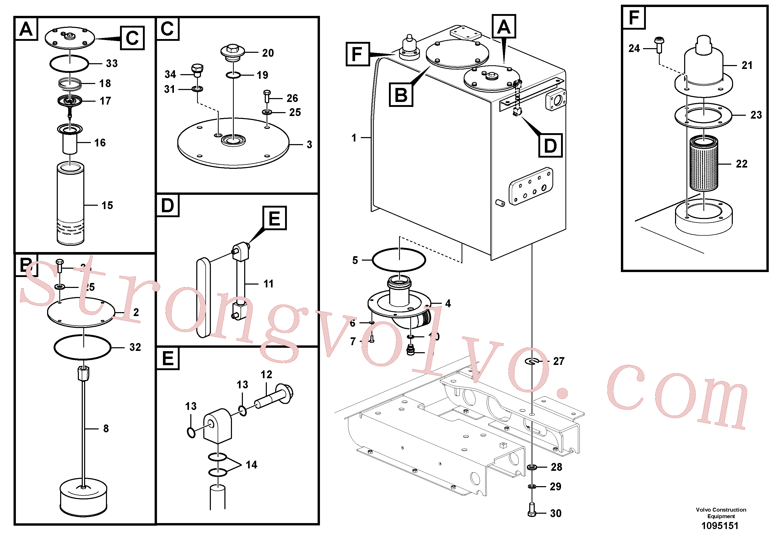 VOE14726051 Volvo Depósito de óleo hidráulico(1095151 Montagem)