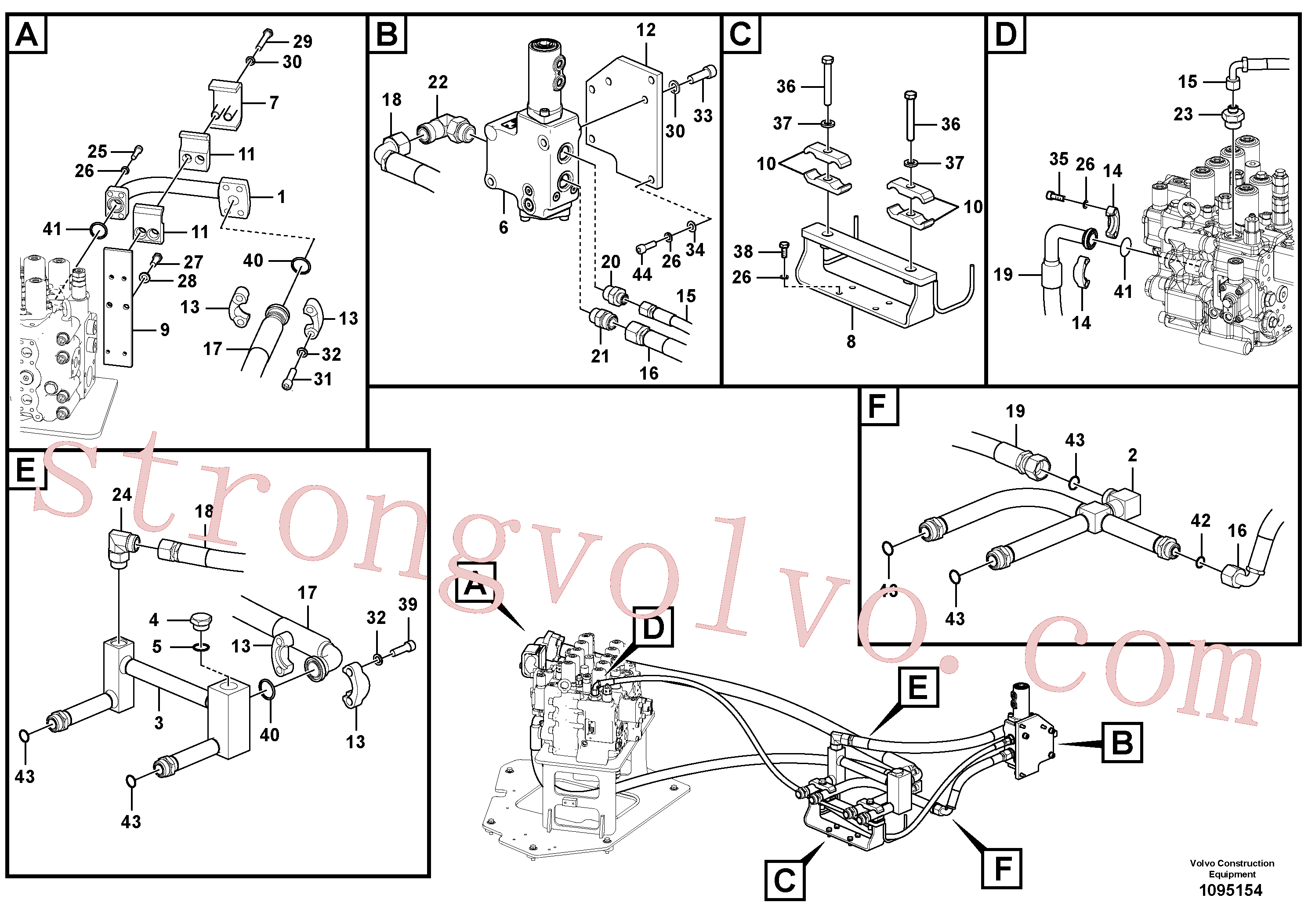 VOE997527 Volvo Sistema hidráulico, válvula de comando da lança e articulação(1095154 Montagem)