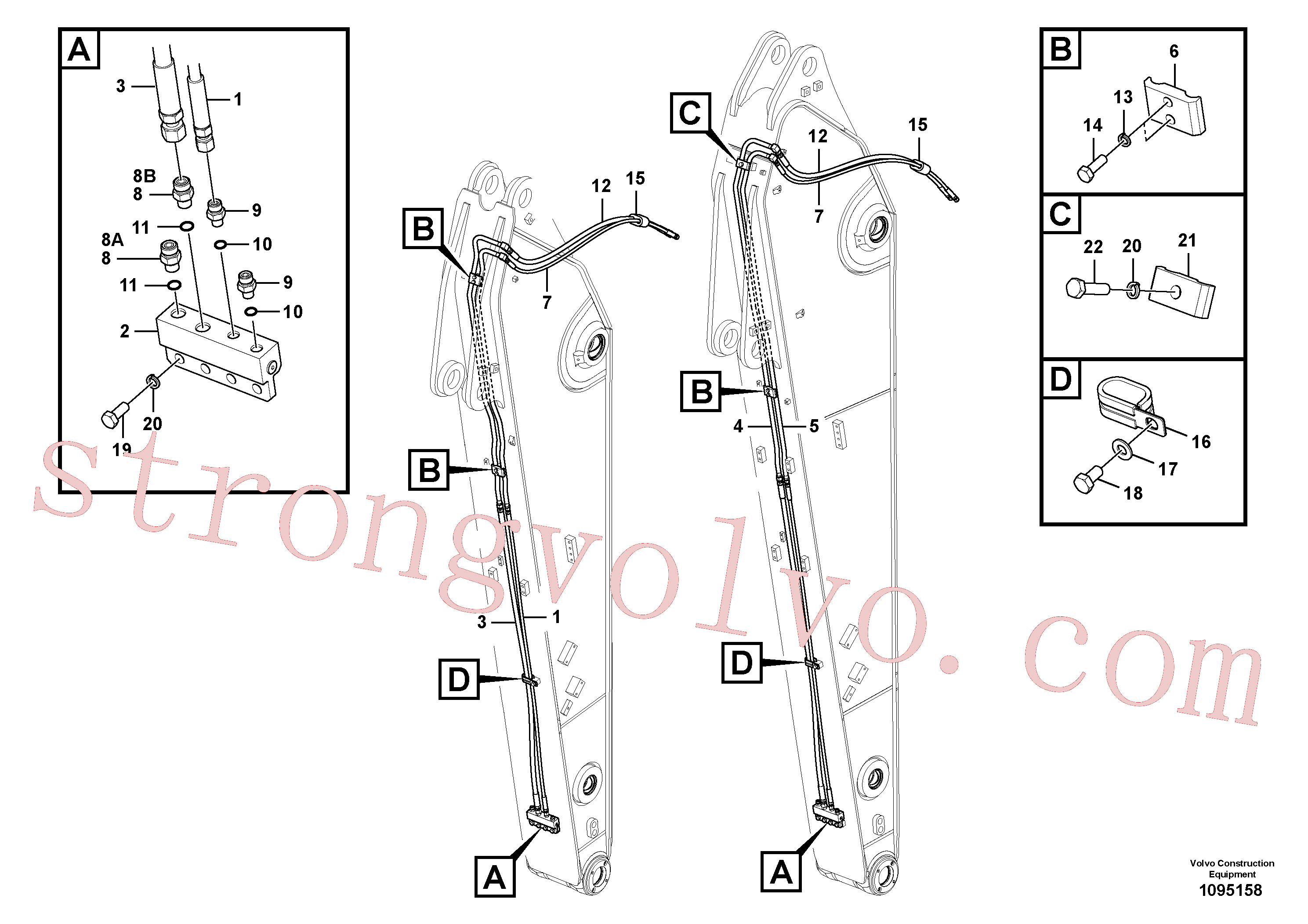 SA9451-03632 Volvo Hidráulica de serviço, encaixe rápido no braço de afundamento(1095158 Montagem)
