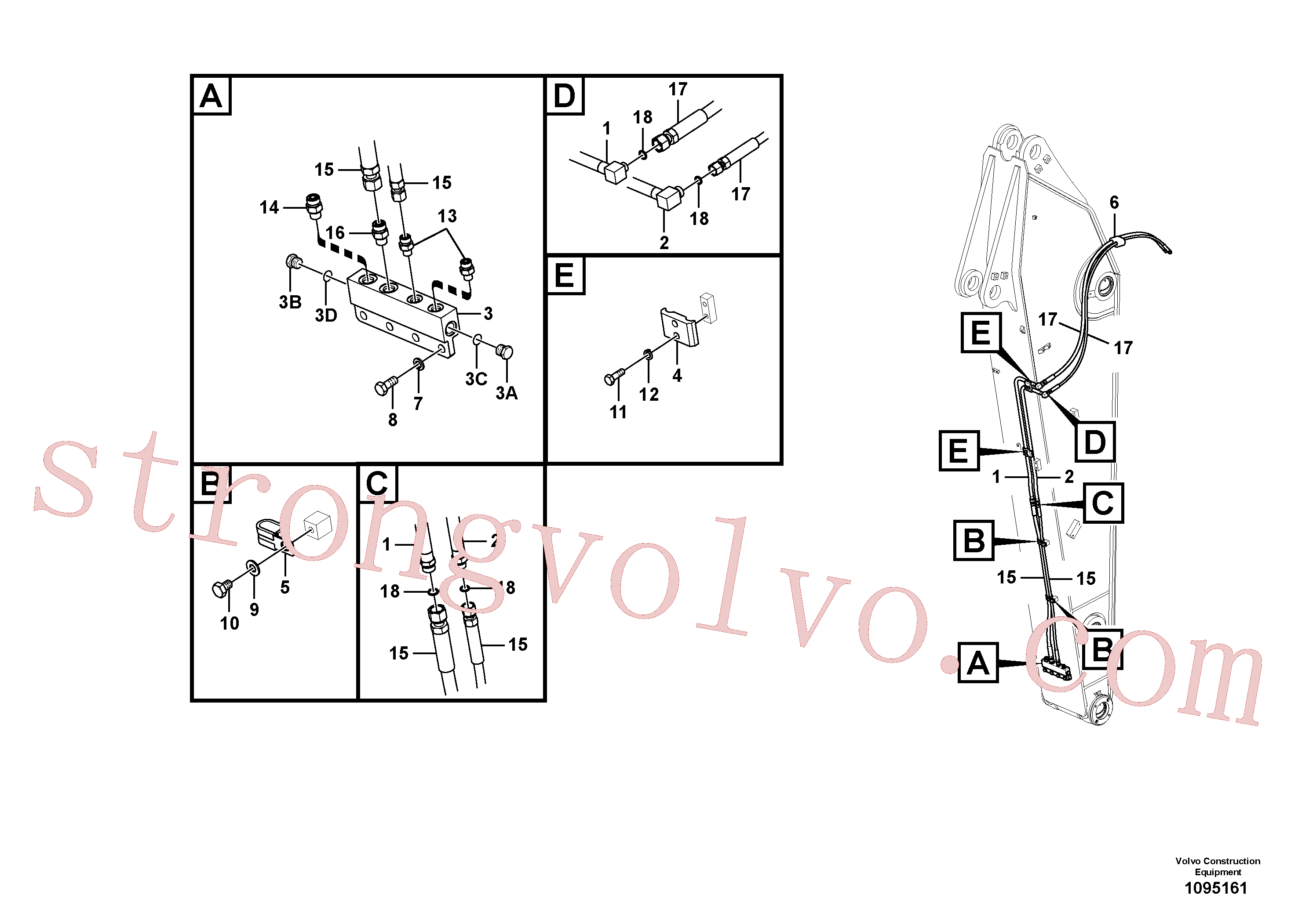 VOE14883853 Volvo Hidráulica de serviço, encaixe rápido no braço de afundamento(1095161 Montagem)