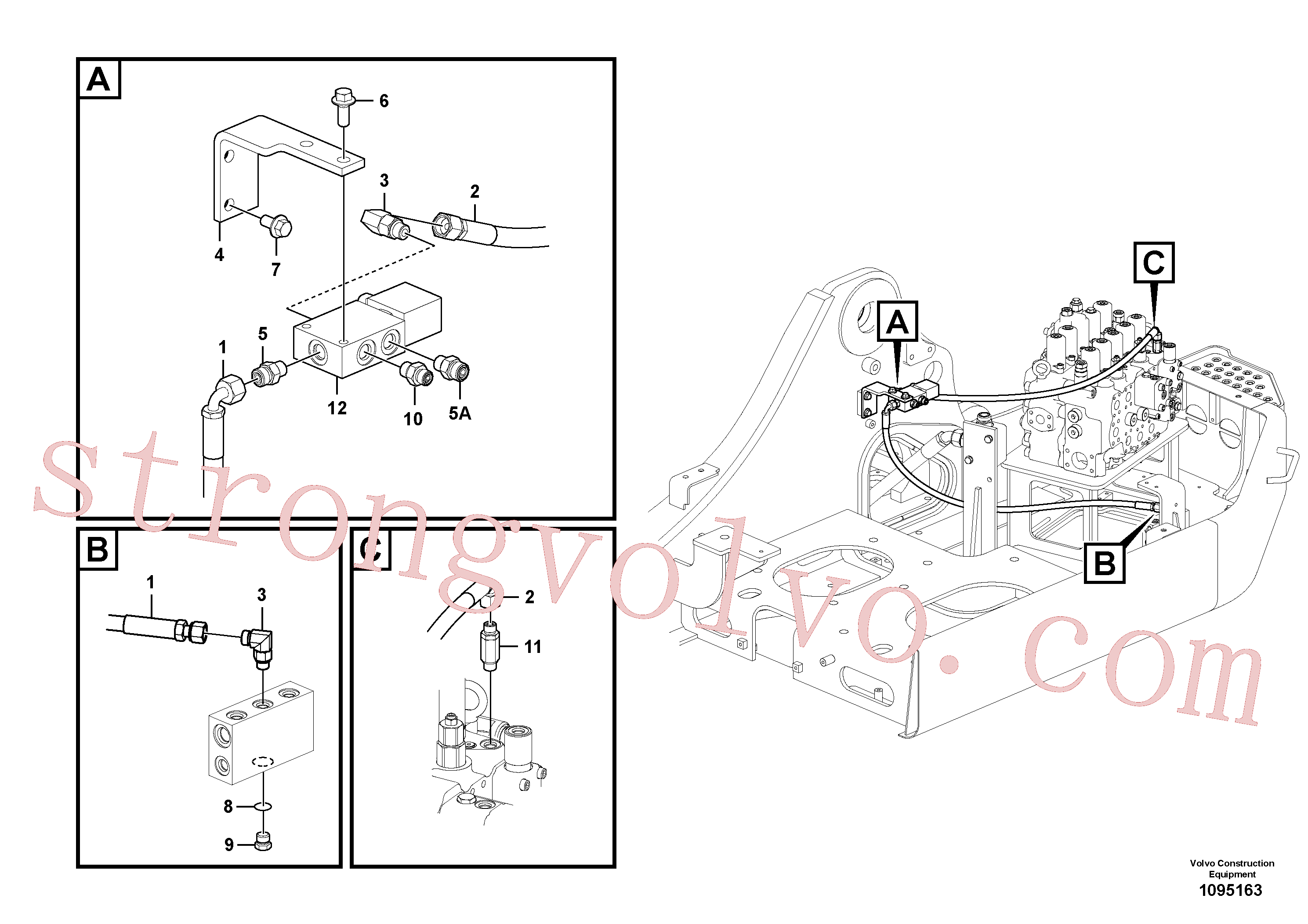 VOE14700736 Volvo Hidráulica de serviço, encaixe rápido na estrutura superior(1095163 Montagem)