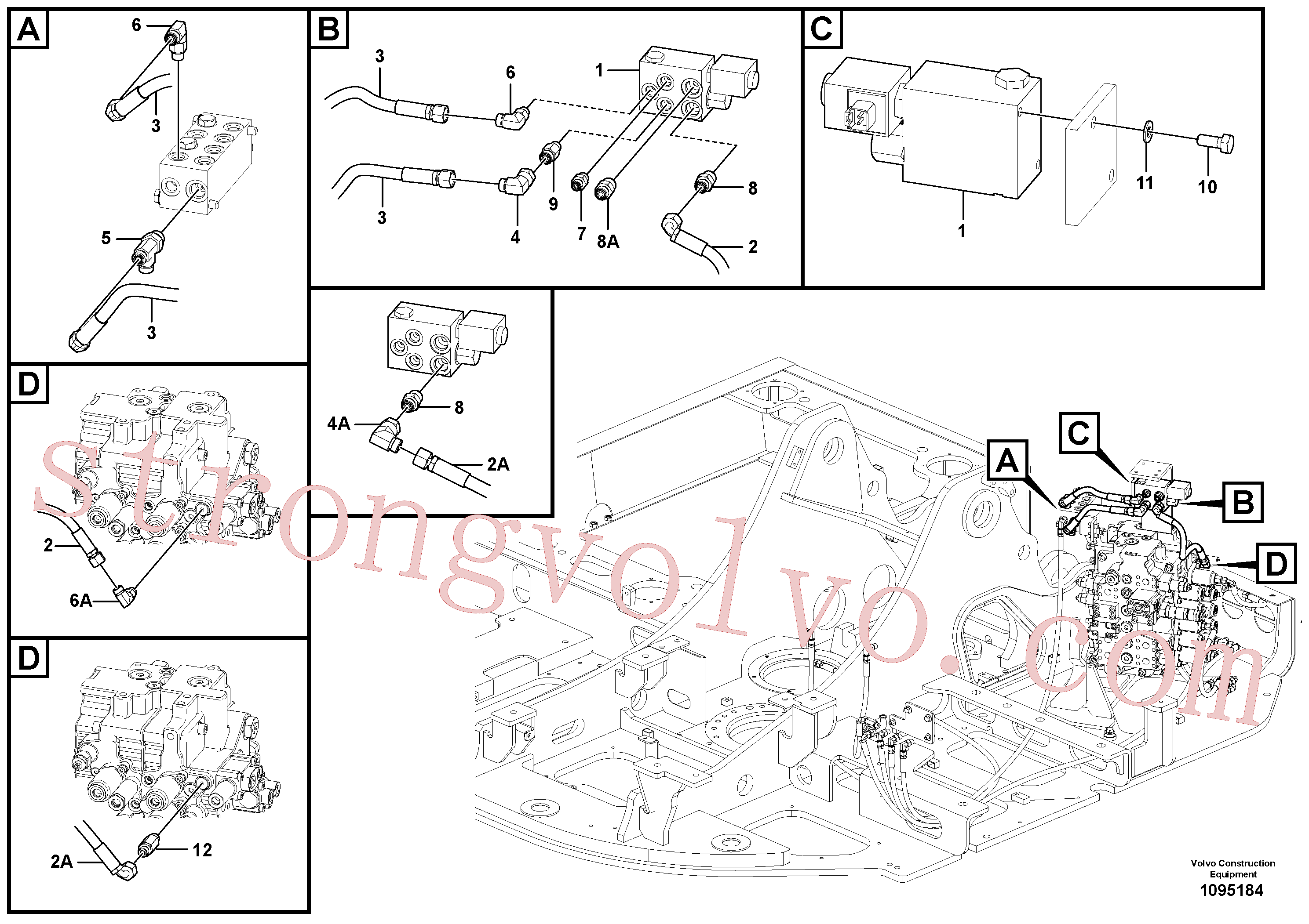 VOE15800272 Volvo Hidráulica de serviço, encaixe rápido na estrutura superior(1095184 Montagem)