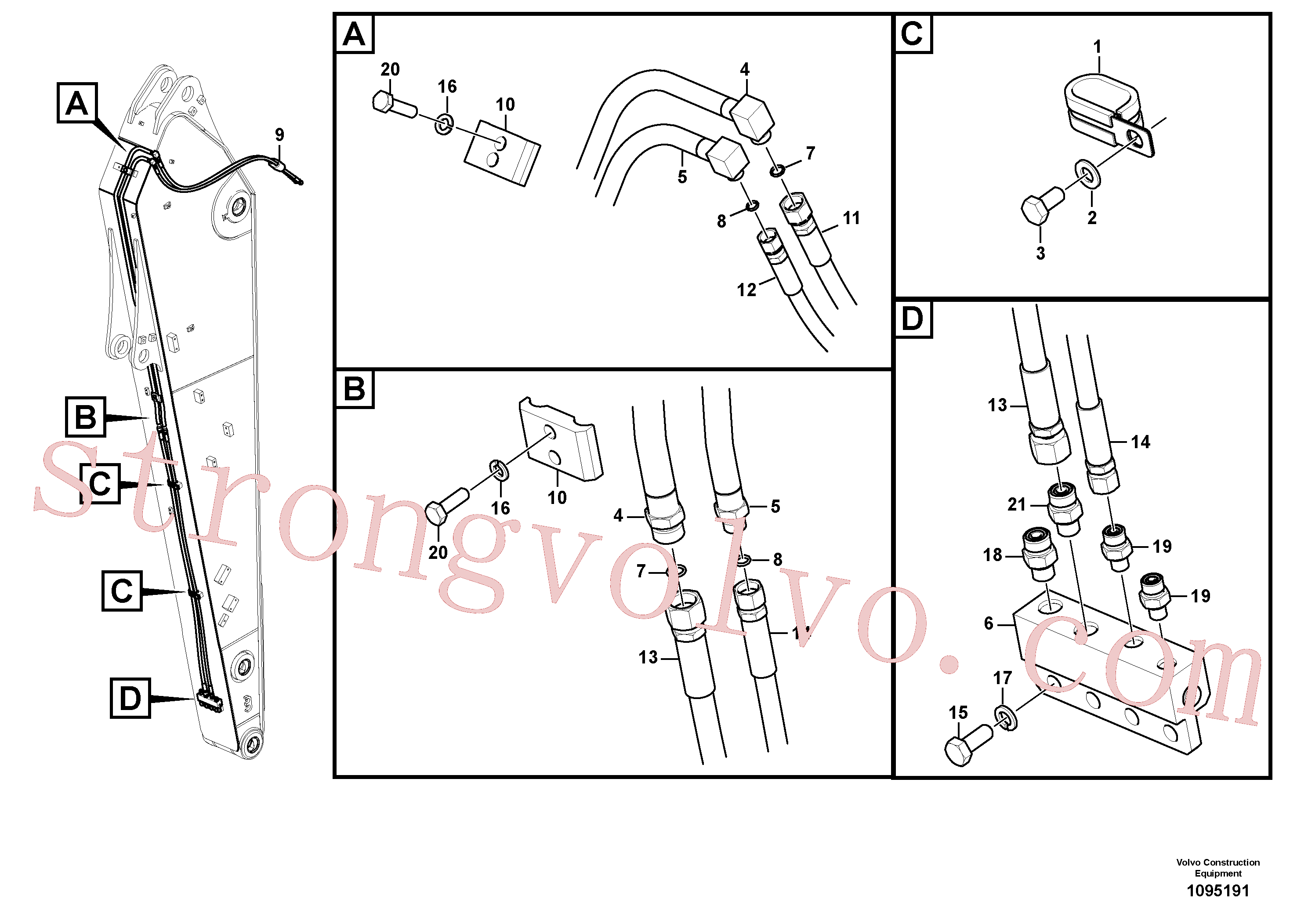 VOE14543929 Volvo Hidráulica de serviço, encaixe rápido no braço de afundamento(1095191 Montagem)