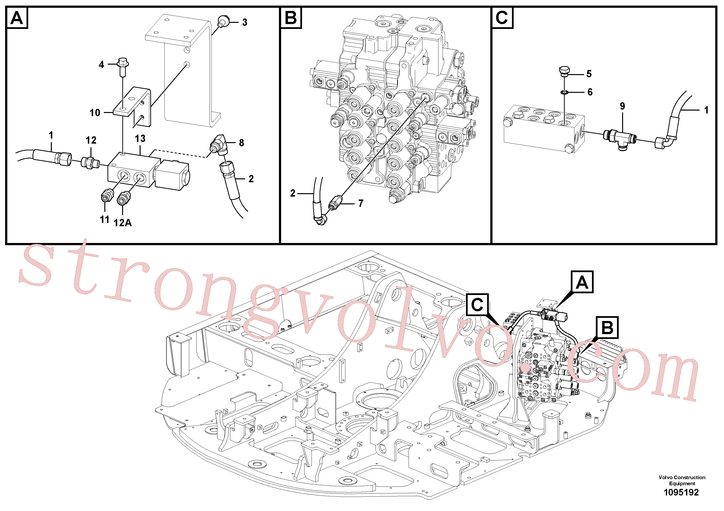 VOE15800368 Volvo Hidráulica de serviço, encaixe rápido na estrutura superior(1095192 Montagem)