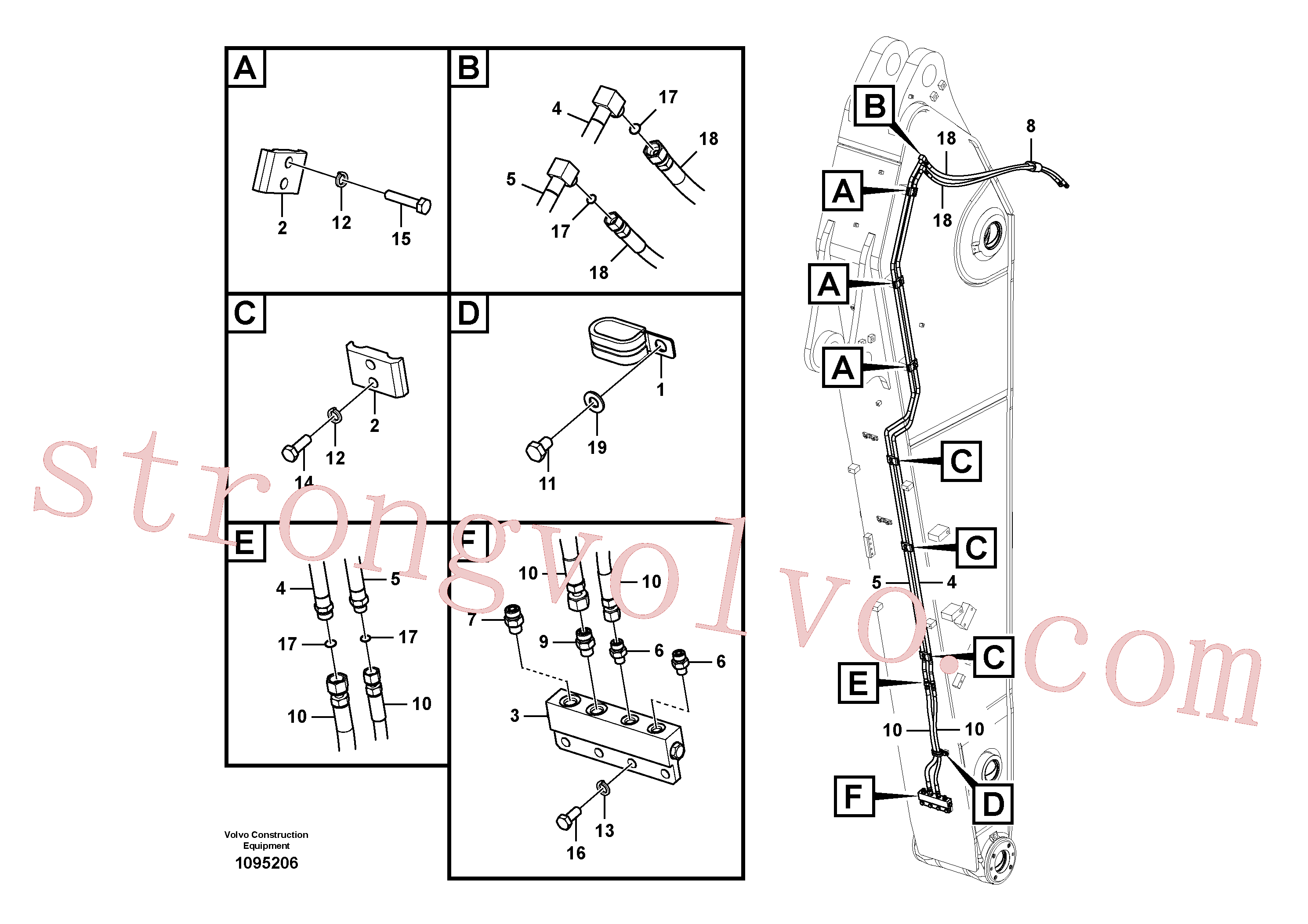 VOE14587252 Volvo Hidráulica de serviço, encaixe rápido no braço de afundamento(1095206 Montagem)
