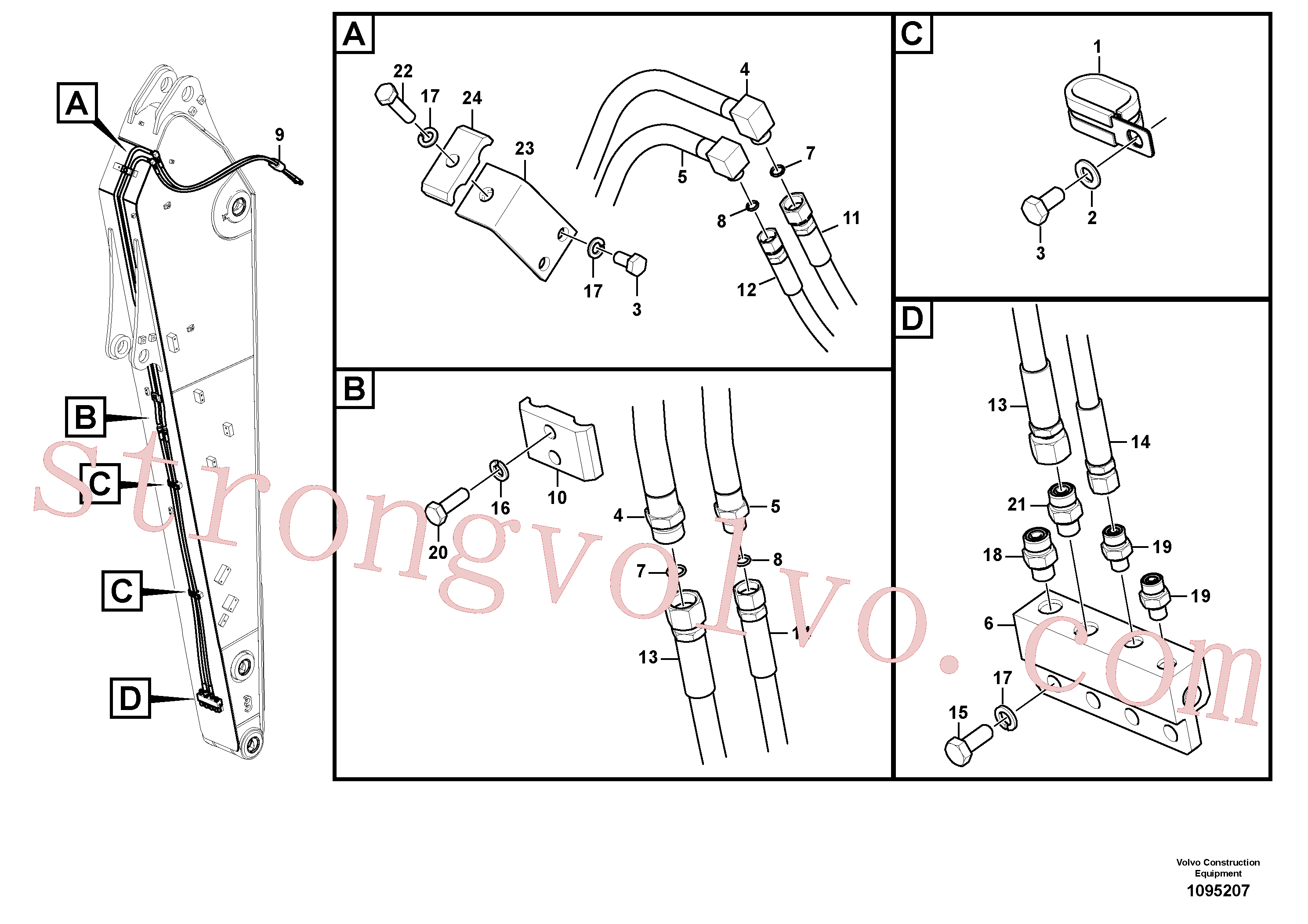 VOE936200 Volvo Hidráulica de serviço, encaixe rápido no braço de afundamento(1095207 Montagem)