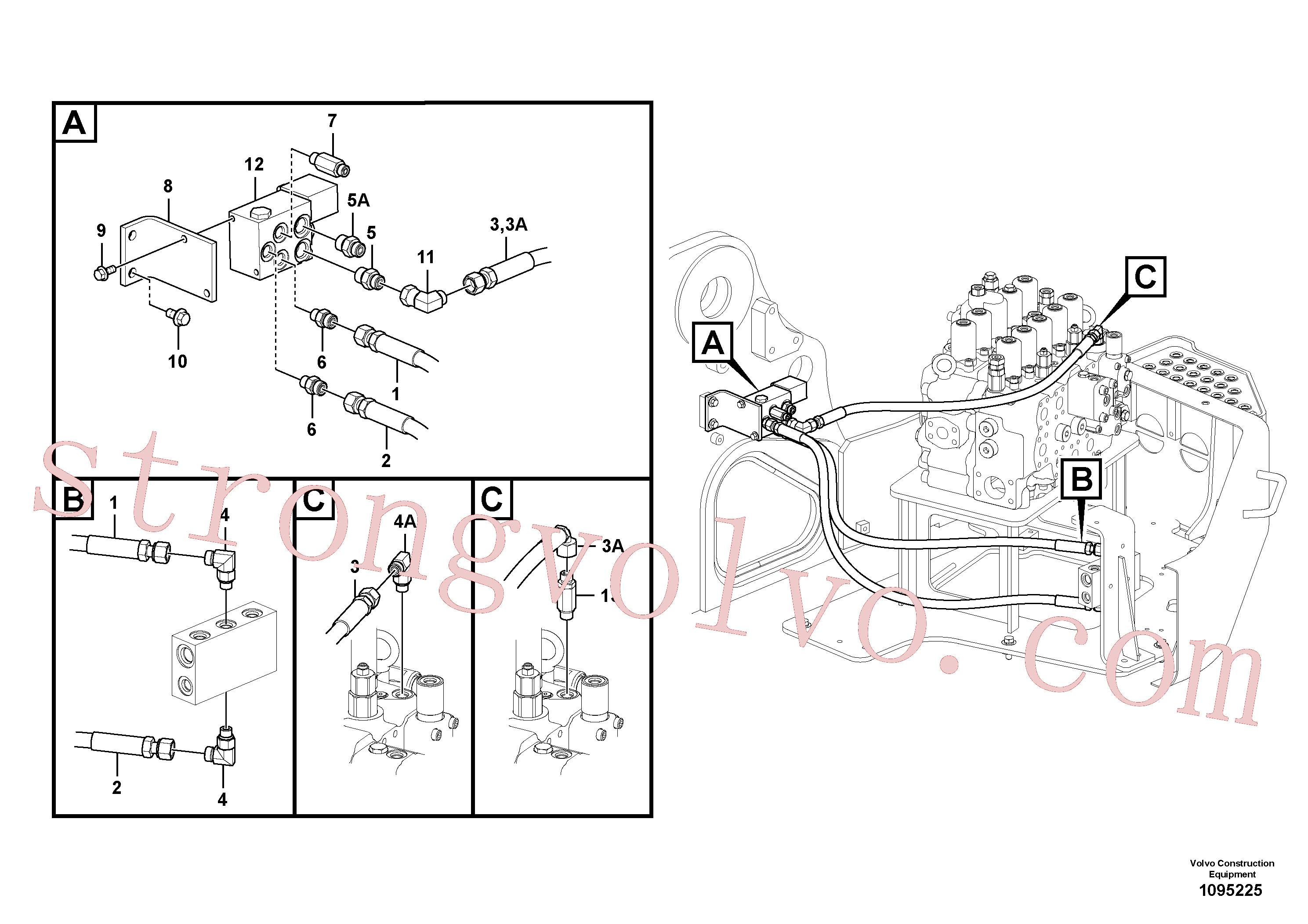 VOE936474 Volvo Hidráulica de serviço, encaixe rápido na estrutura superior(1095225 Montagem)