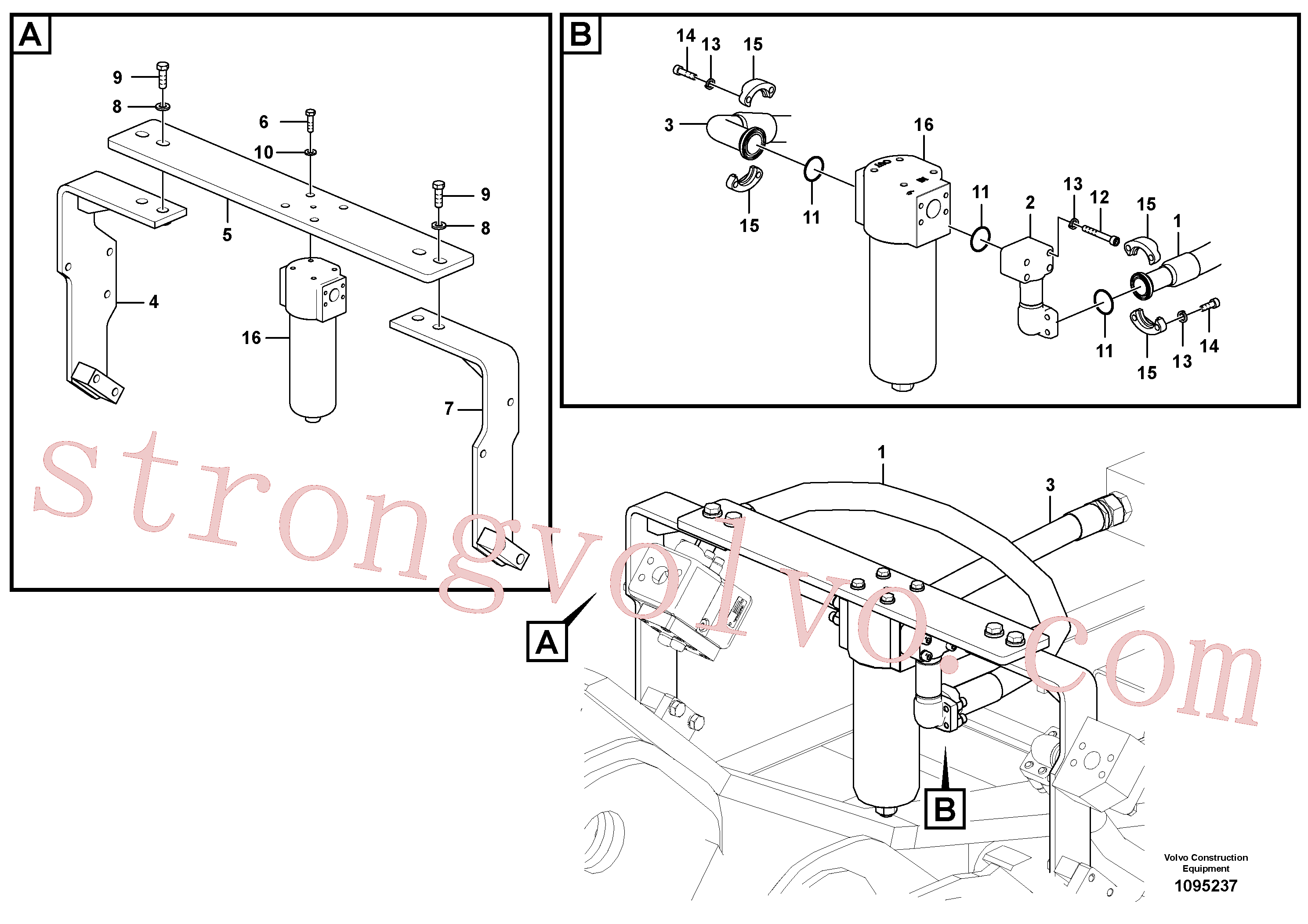 VOE14720972 Volvo Hidráulica de serviço, martelo e cortador para filtro de retorno(1095237 Montagem)