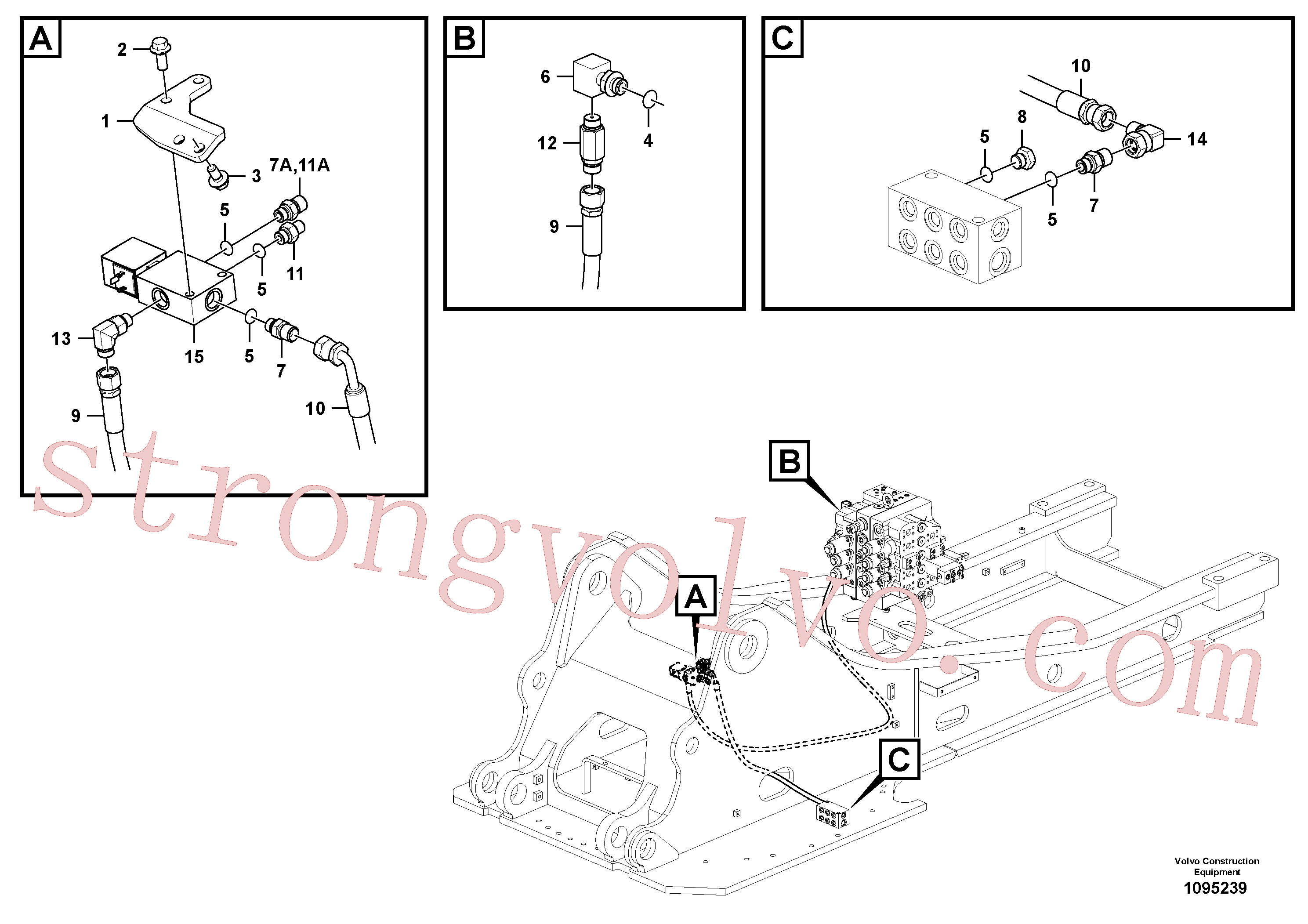 VOE14555647 Volvo Hidráulica de serviço, encaixe rápido na estrutura superior(1095239 Montagem)