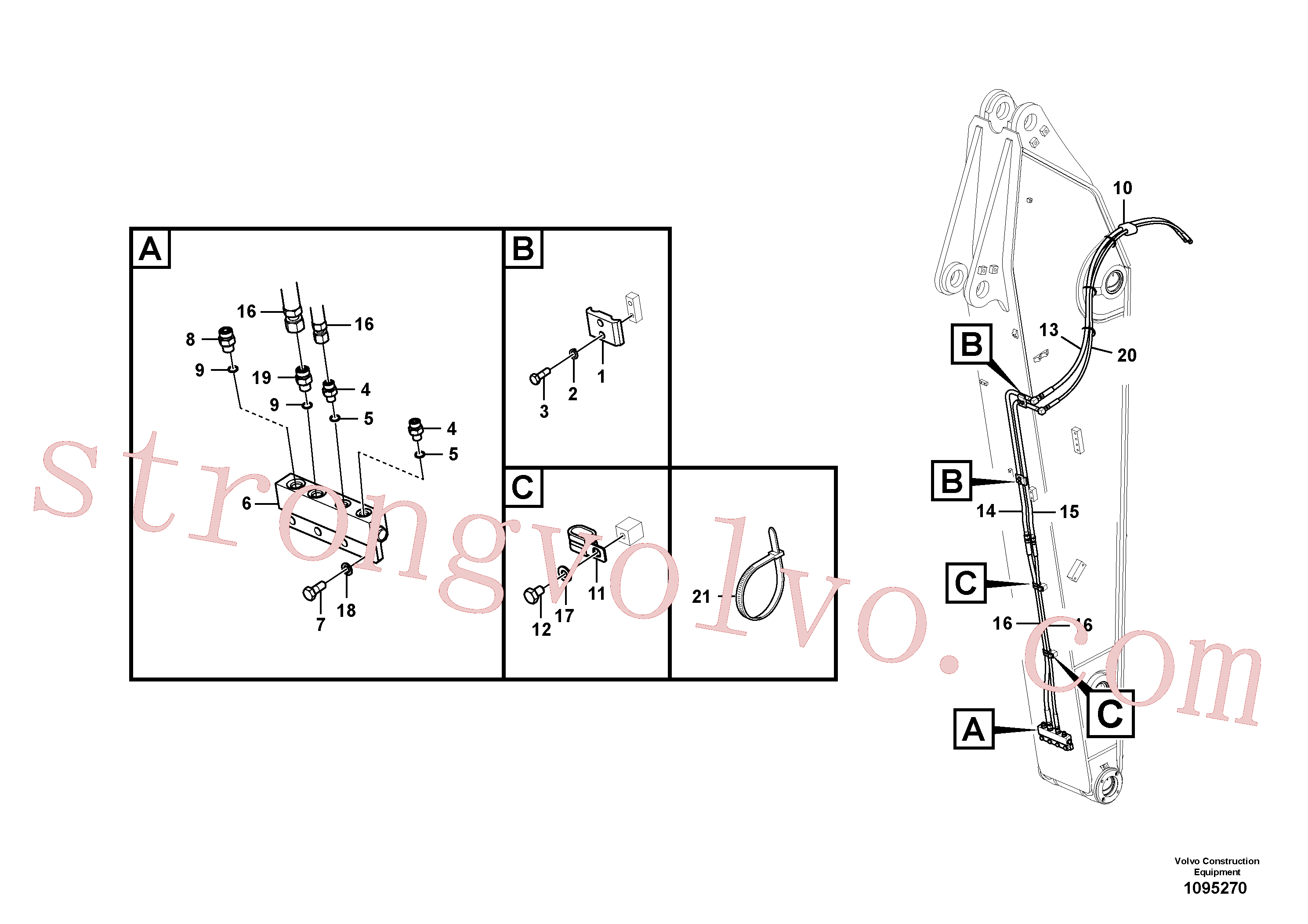 VOE14608523 Volvo Hidráulica de serviço, encaixe rápido no braço de afundamento(1095270 Montagem)