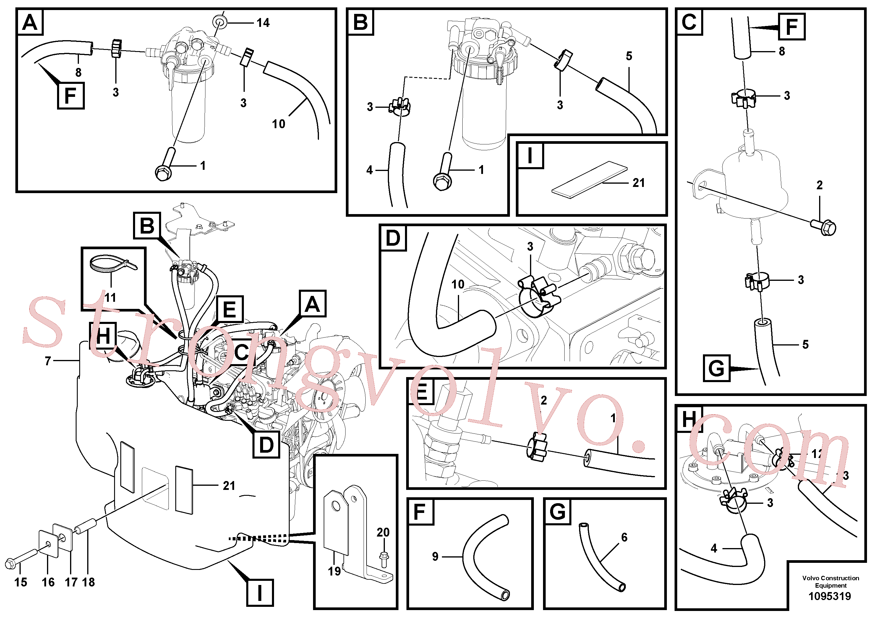 VOE60113121 Volvo Tubos de combustível(1095319 Montagem)
