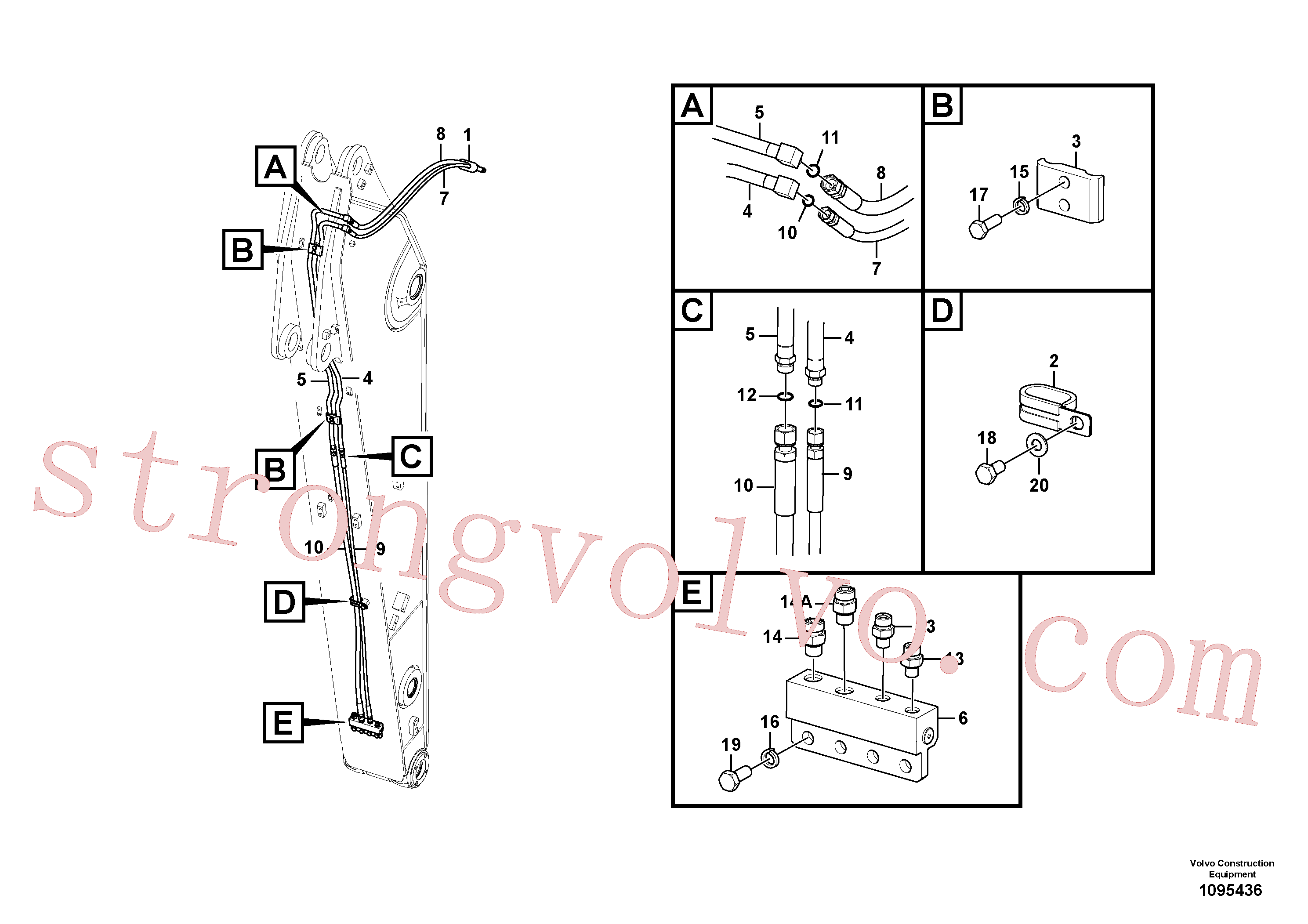 VOE14883858 Volvo Hidráulica de serviço, encaixe rápido no braço de afundamento(1095436 Montagem)