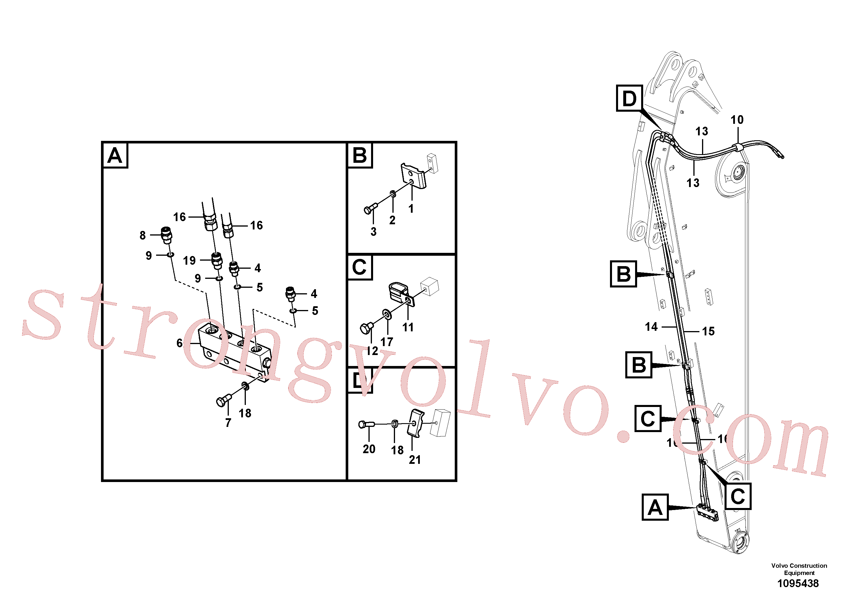 SA9451-02623 Volvo Hidráulica de serviço, encaixe rápido no braço de afundamento(1095438 Montagem)