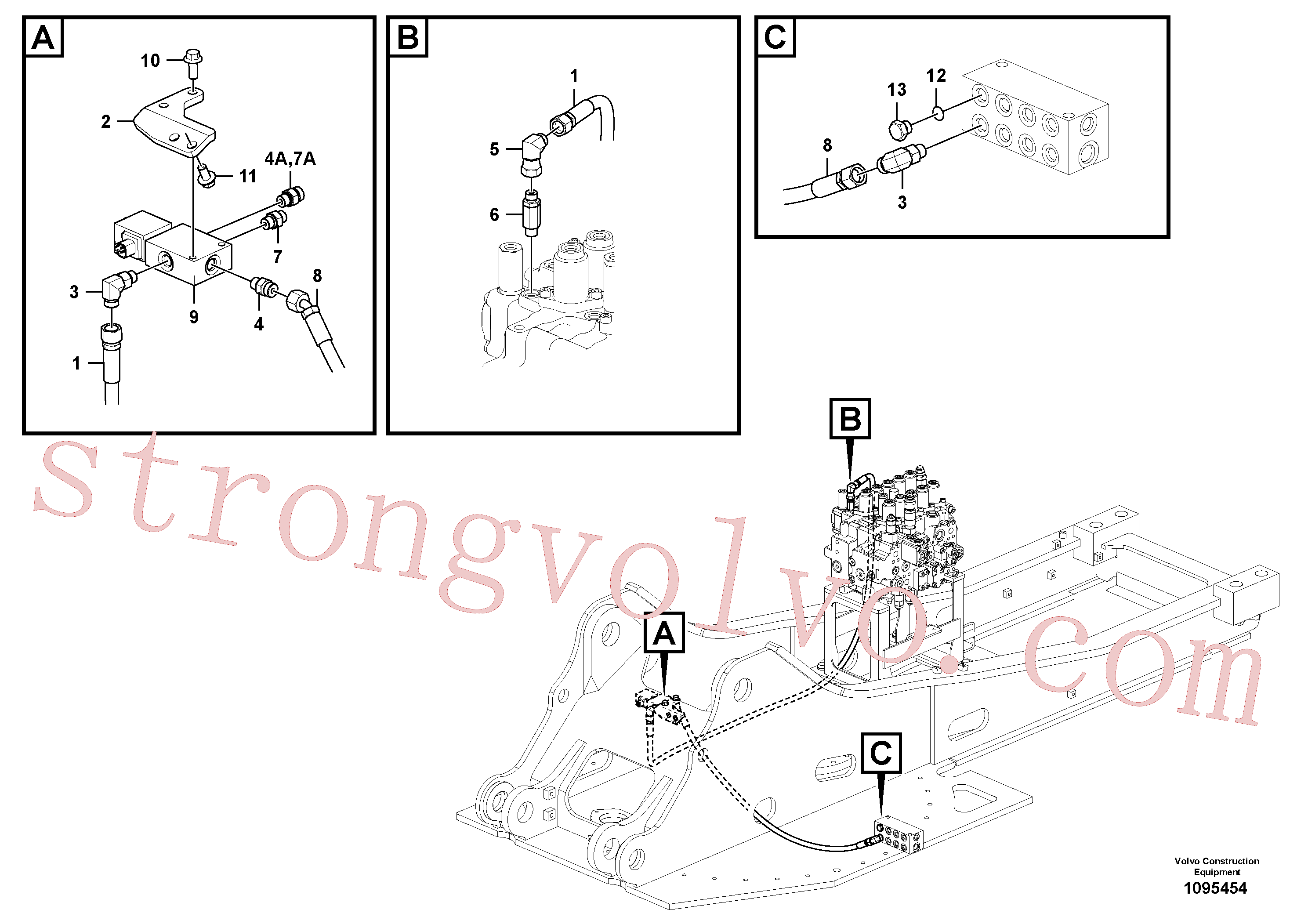 VOE15141929 Volvo Hidráulica de serviço, encaixe rápido na estrutura superior(1095454 Montagem)