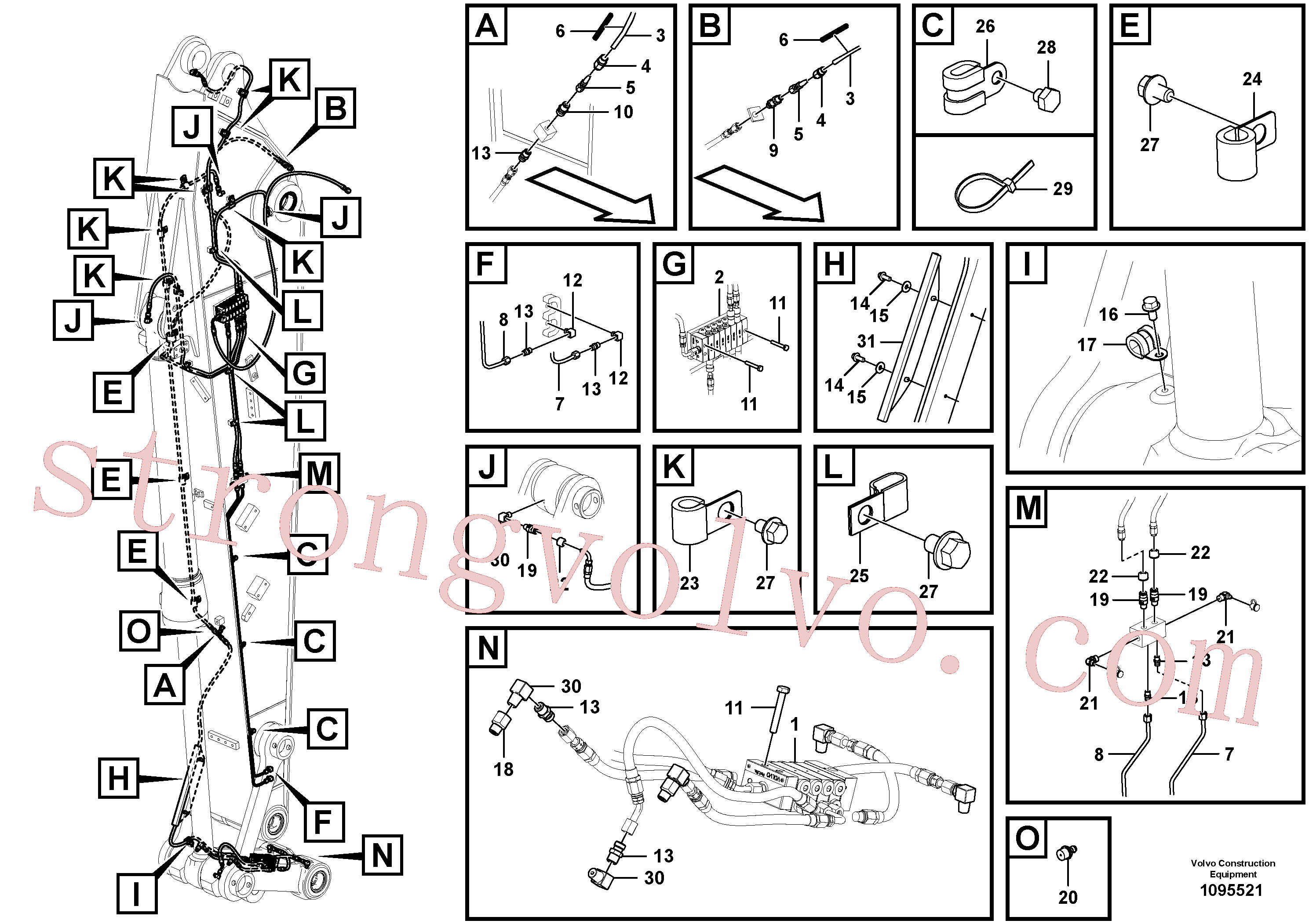 VOE14556641 Volvo Sistema de lubrificação automático, braço(1095521 Montagem)