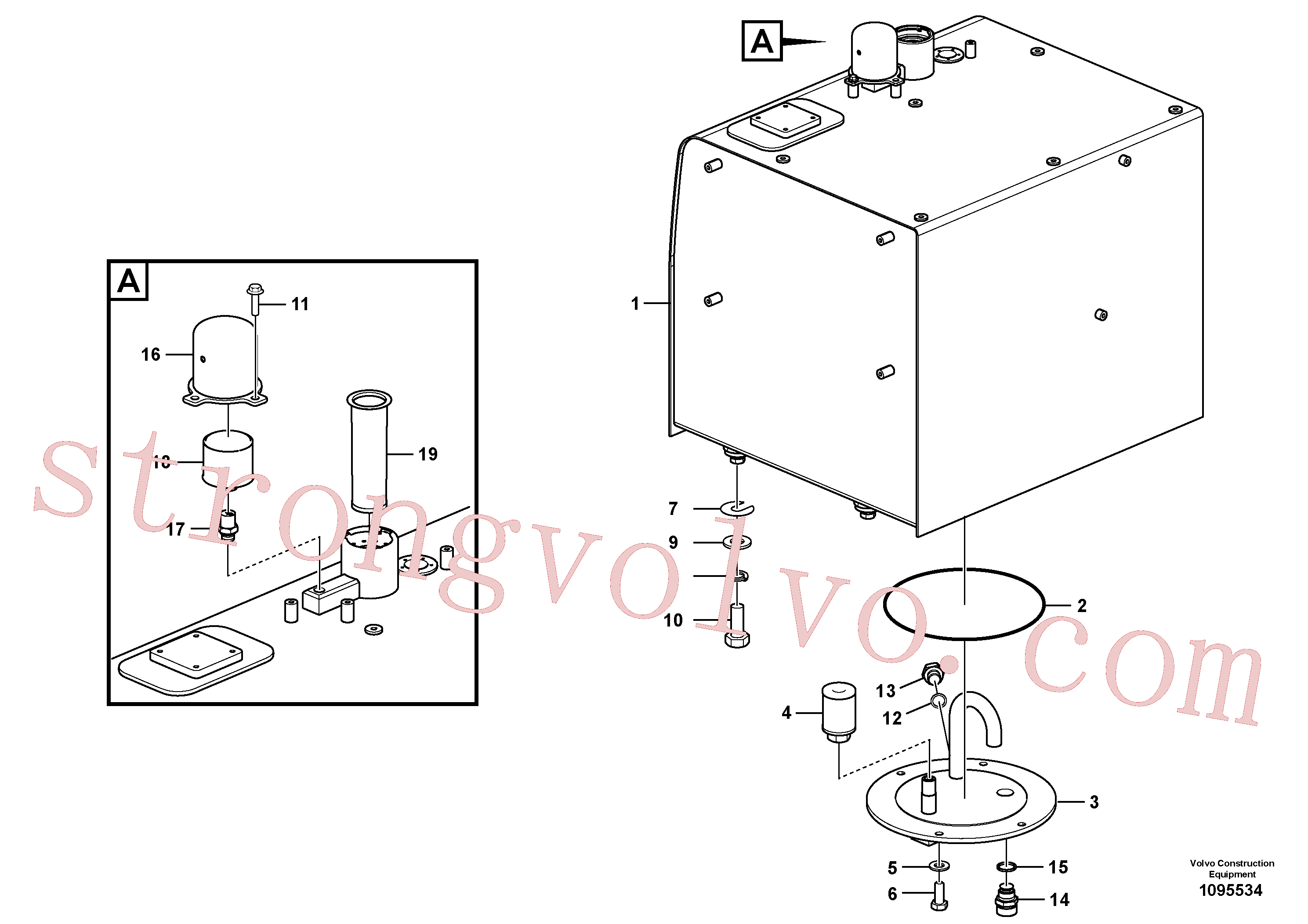 VOE14664197 Volvo Depósito de combustível com acessórios(1095534 Montagem)