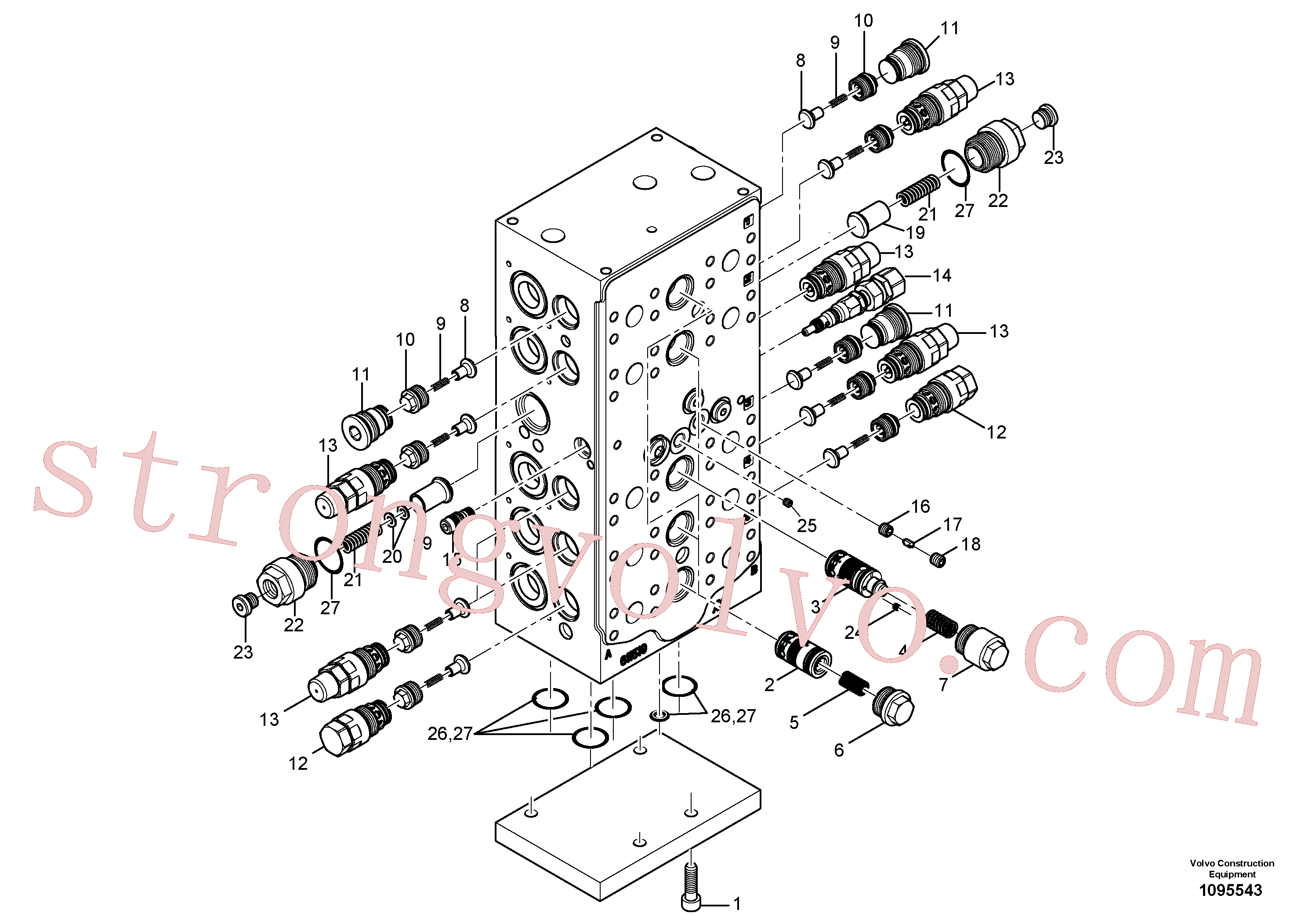 VOE15168150 Volvo Válvula mestra de comando(1095543 Montagem)