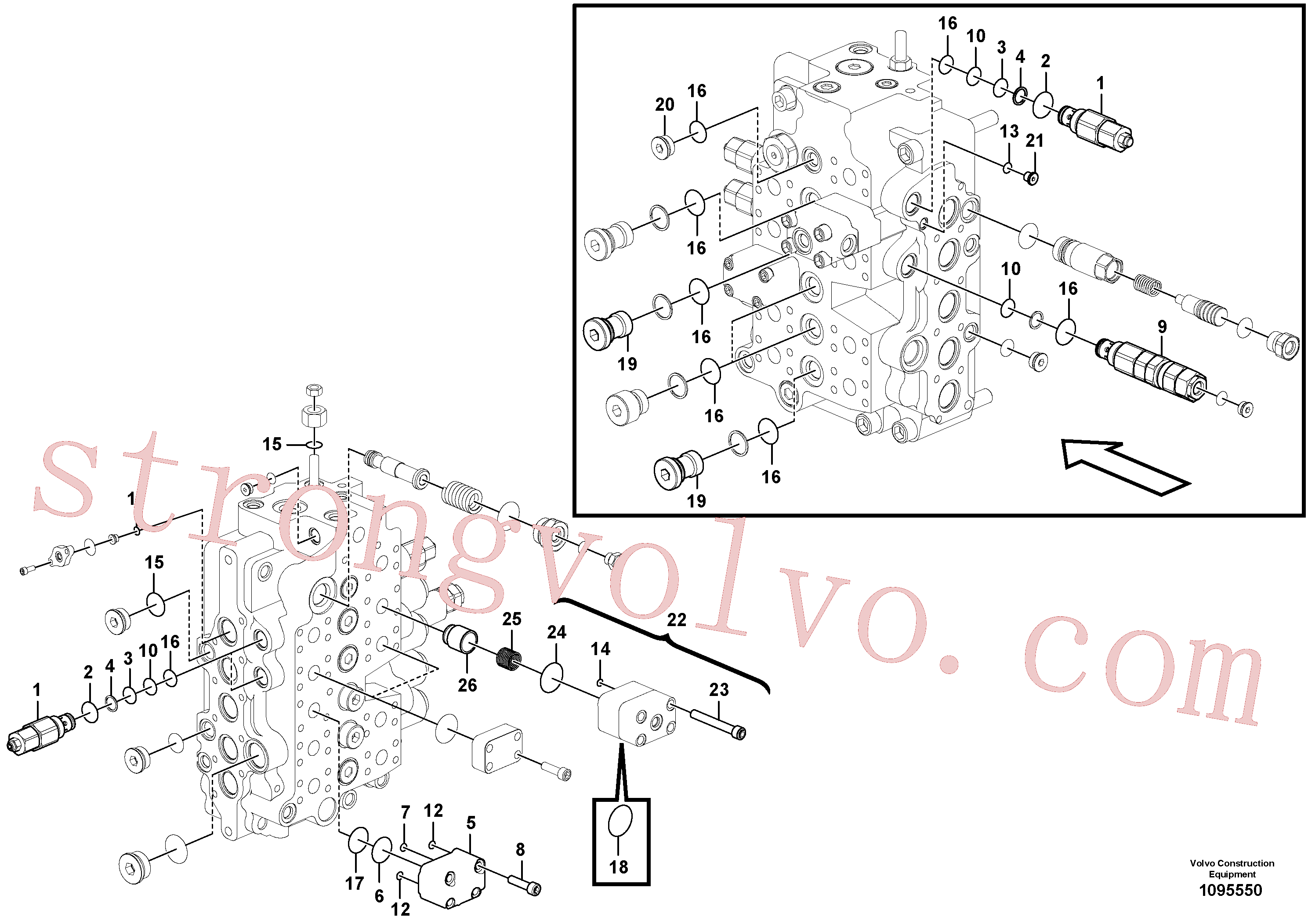 VOE14552383 Volvo Válvula mestra de comando(1095550 Montagem)