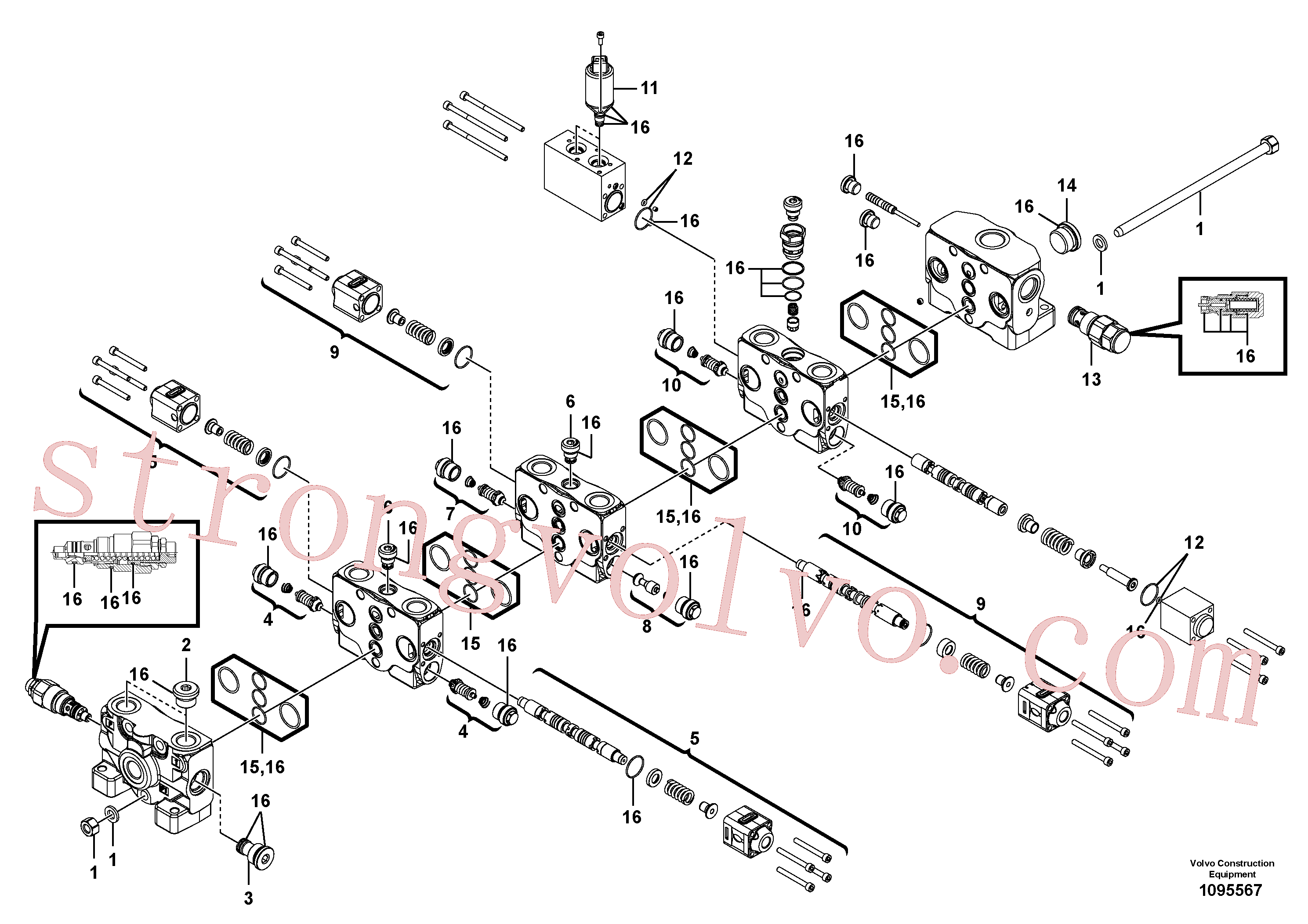 VOE11370340 Volvo Válvula de comando(1095567 Montagem)