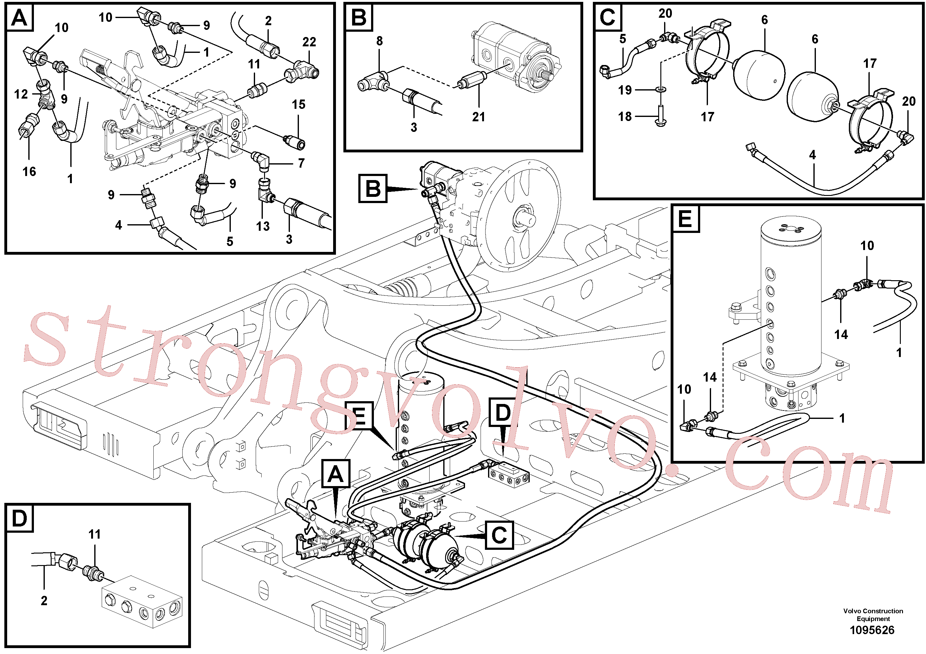 VOE15071828 Volvo Sistema hidráulico, linha de travão superior(1095626 Montagem)