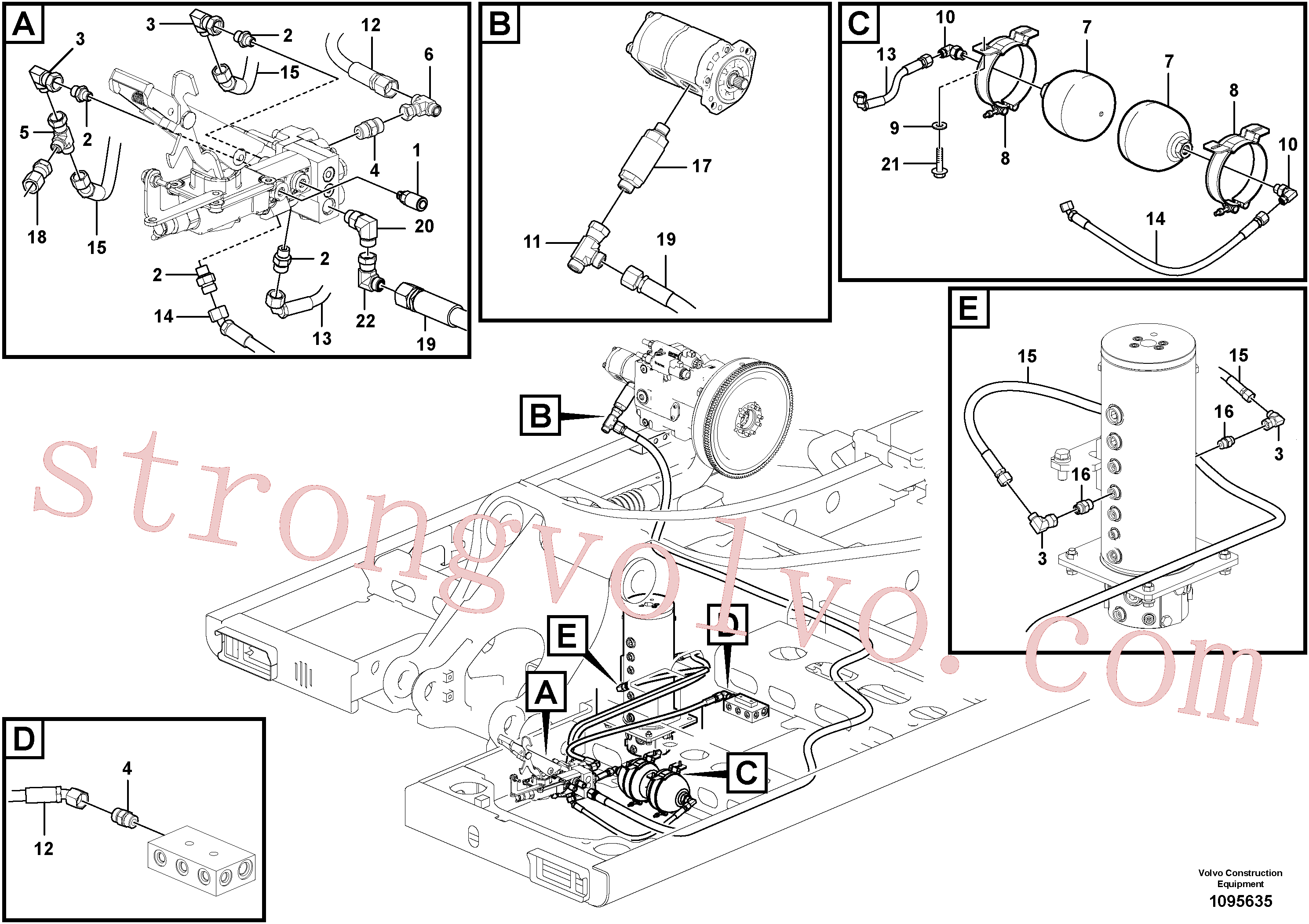 VOE15071828 Volvo Sistema hidráulico, linha de travão superior(1095635 Montagem)