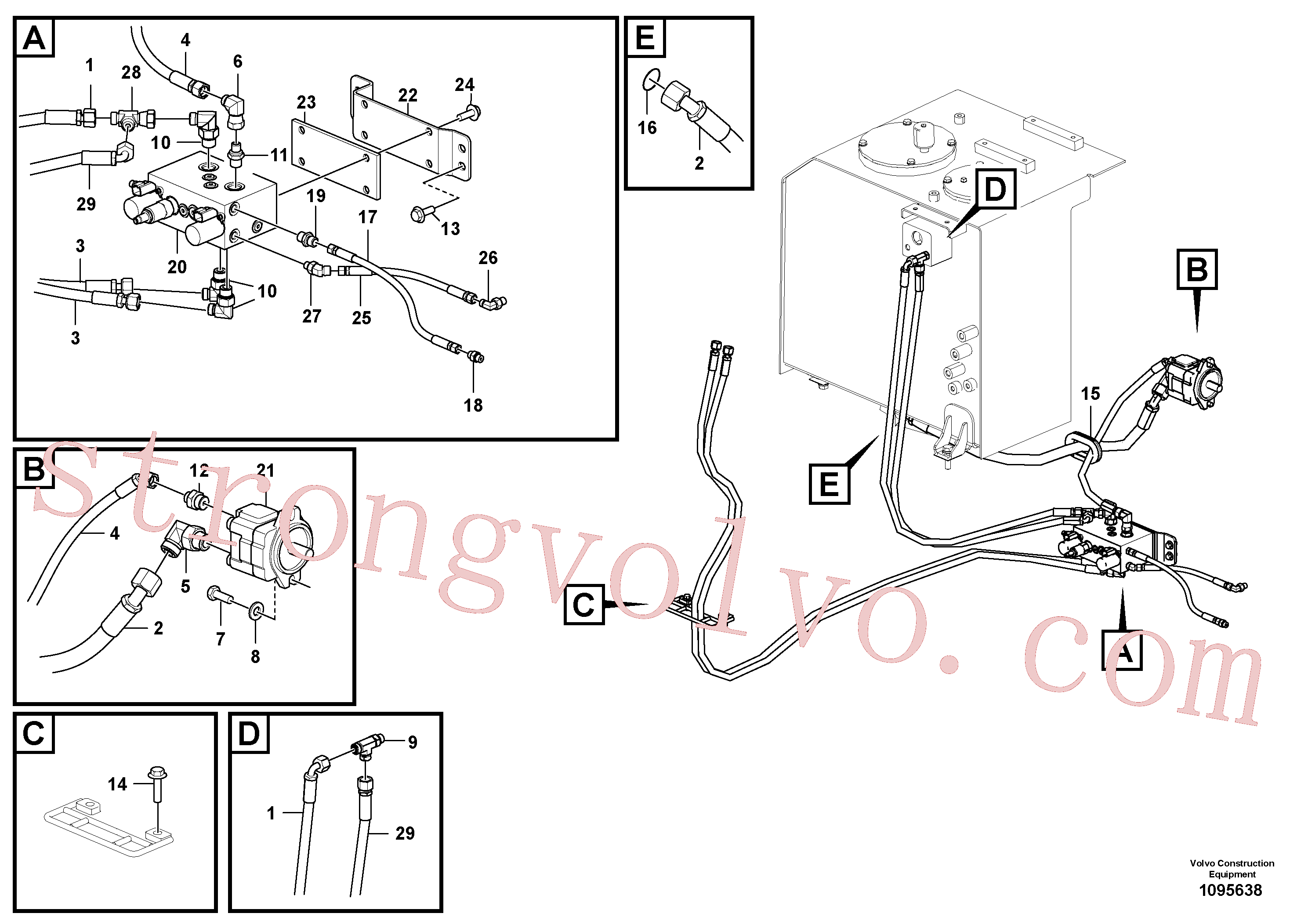 VOE14715044 Volvo Hidráulica de serviço, inclinação e rotor na estrutura superior(1095638 Montagem)
