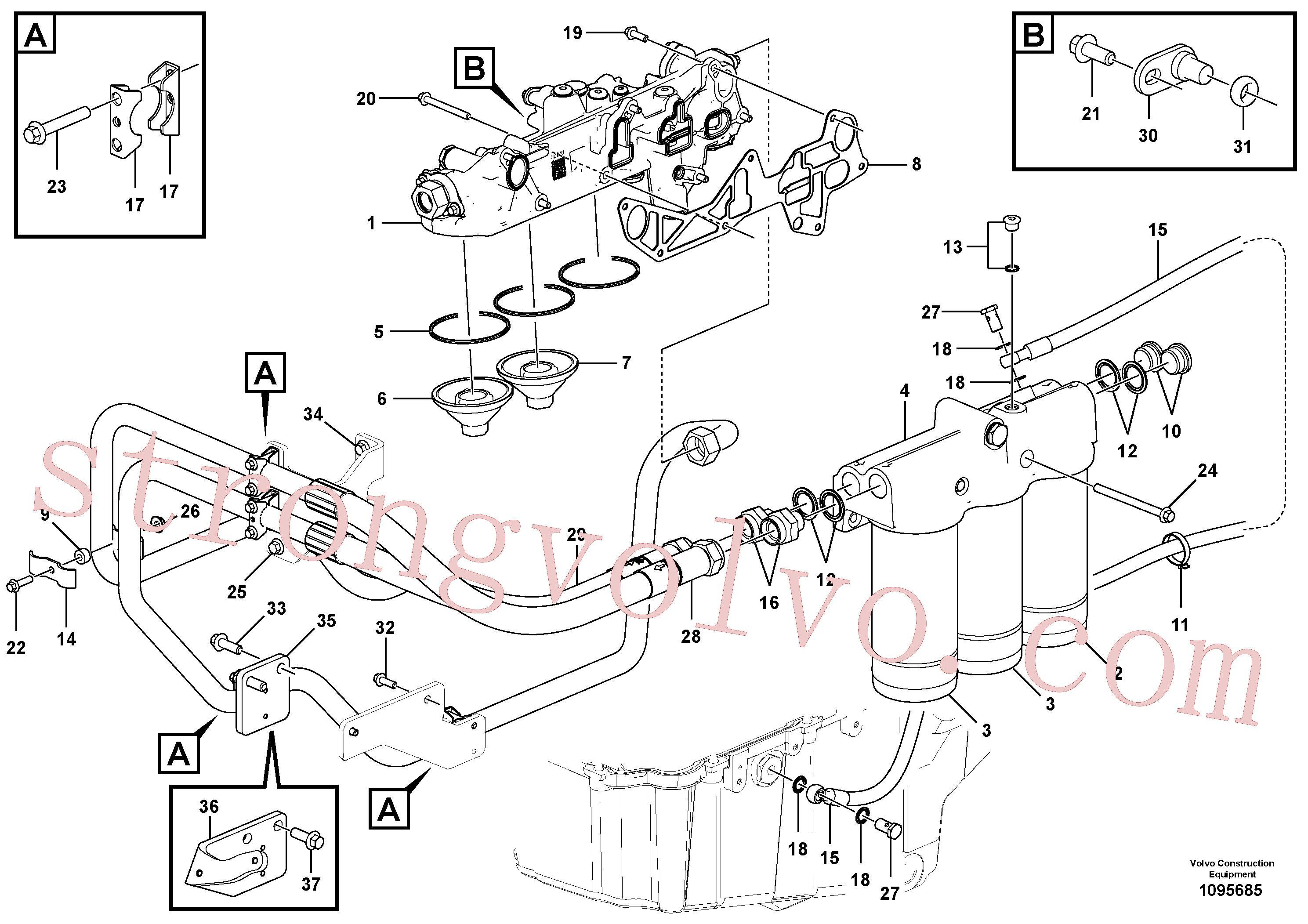VOE984813 Volvo Filtro de óleo com acessórios(1095685 Montagem)