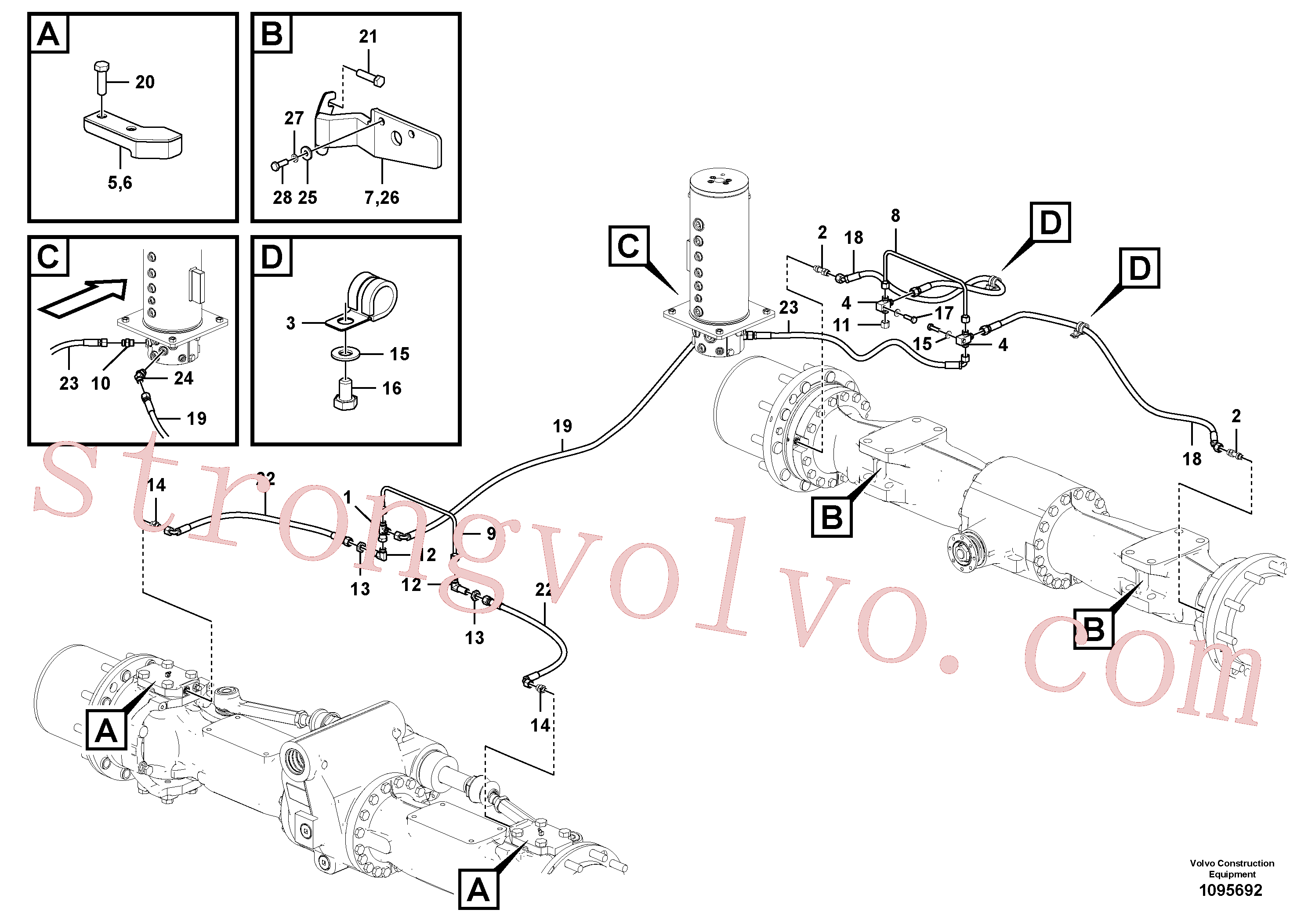 VOE60110001 Volvo Sistema hidráulico, linha de travão inferior(1095692 Montagem)