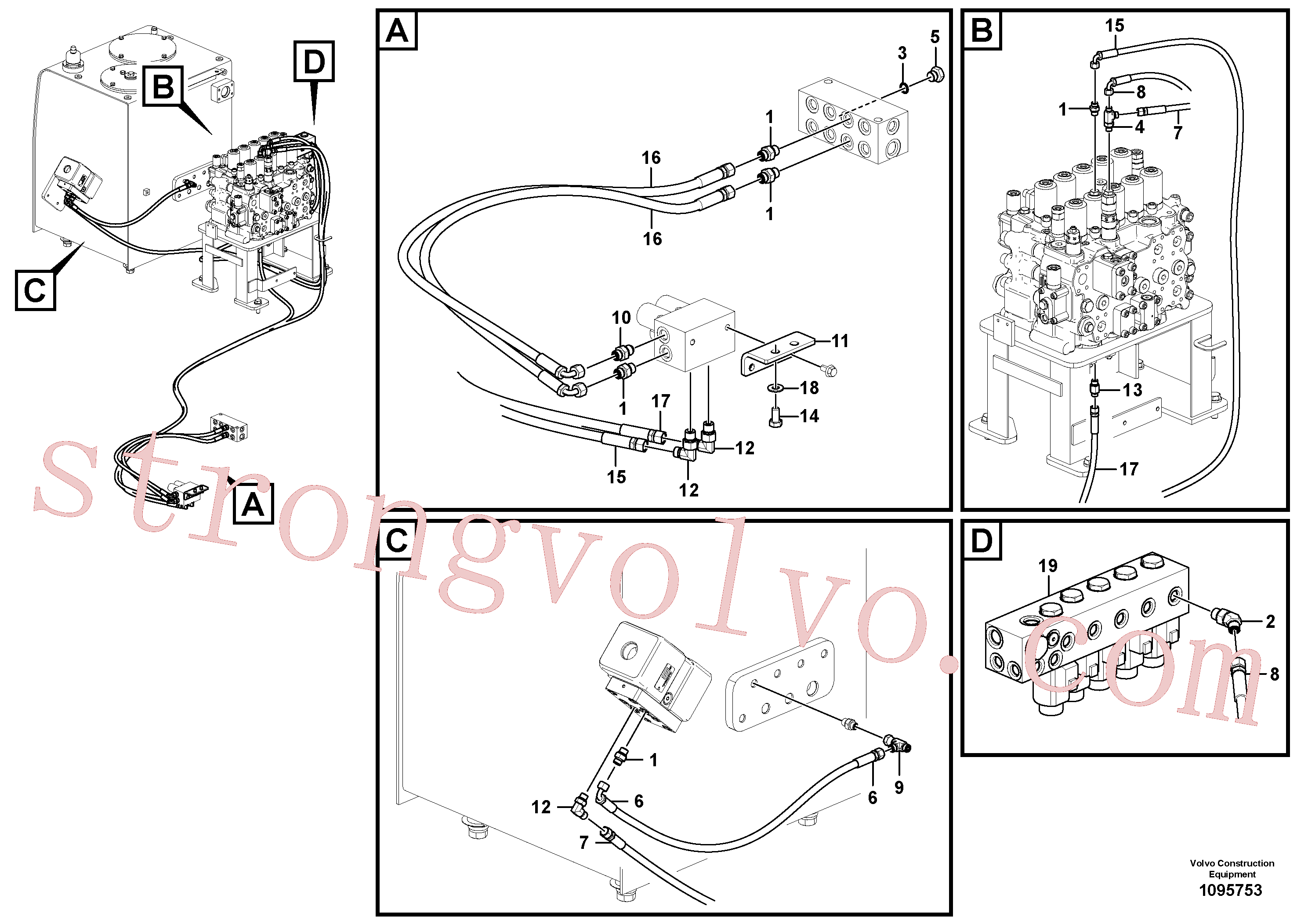 VOE937328 Volvo Hidráulica de serviço, martelo e cortador para fluxo da bomba auxiliar(1095753 Montagem)