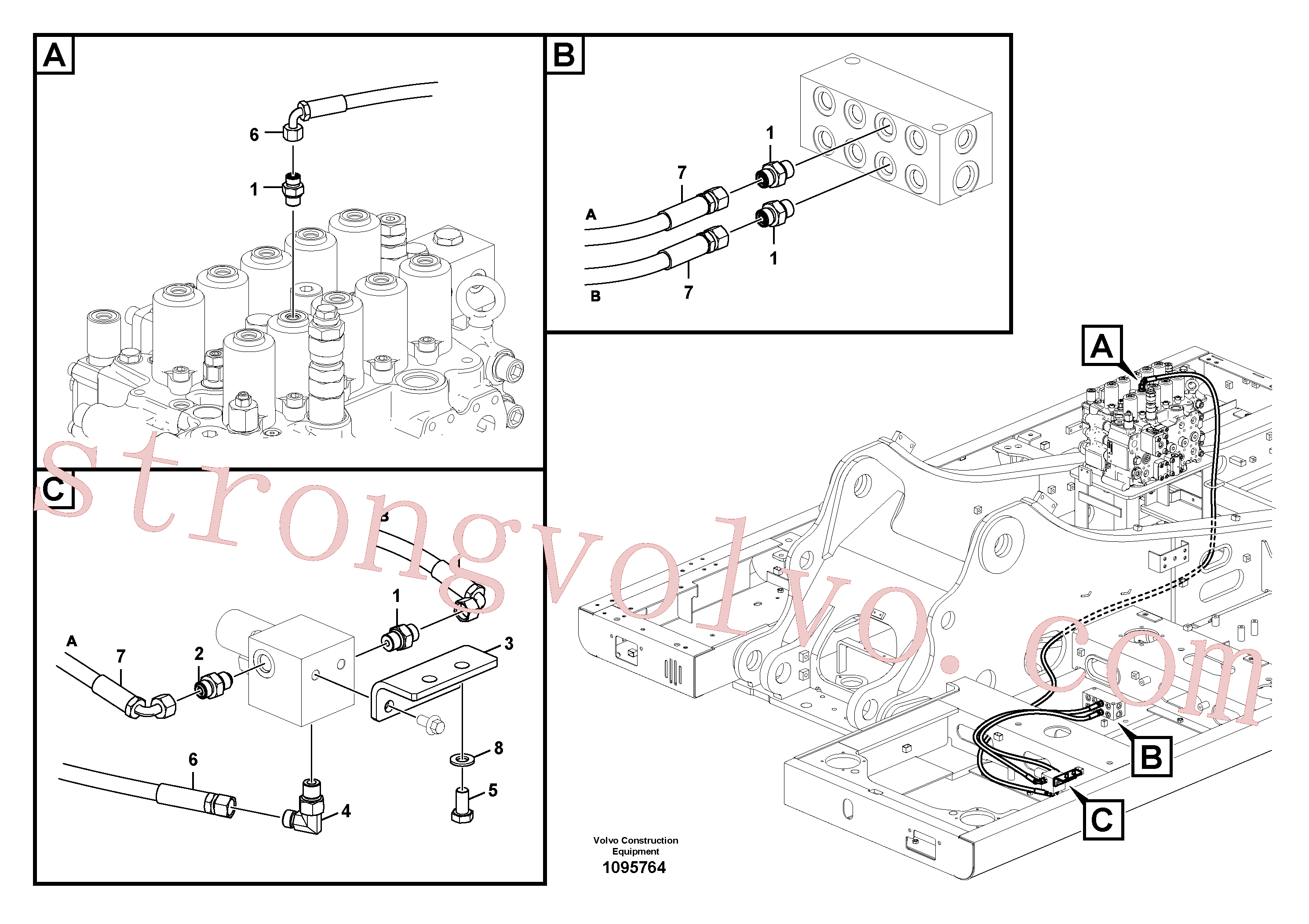 VOE14644539 Volvo Hidráulica de serviço, martelo e cortador para fluxo da bomba auxiliar(1095764 Montagem)