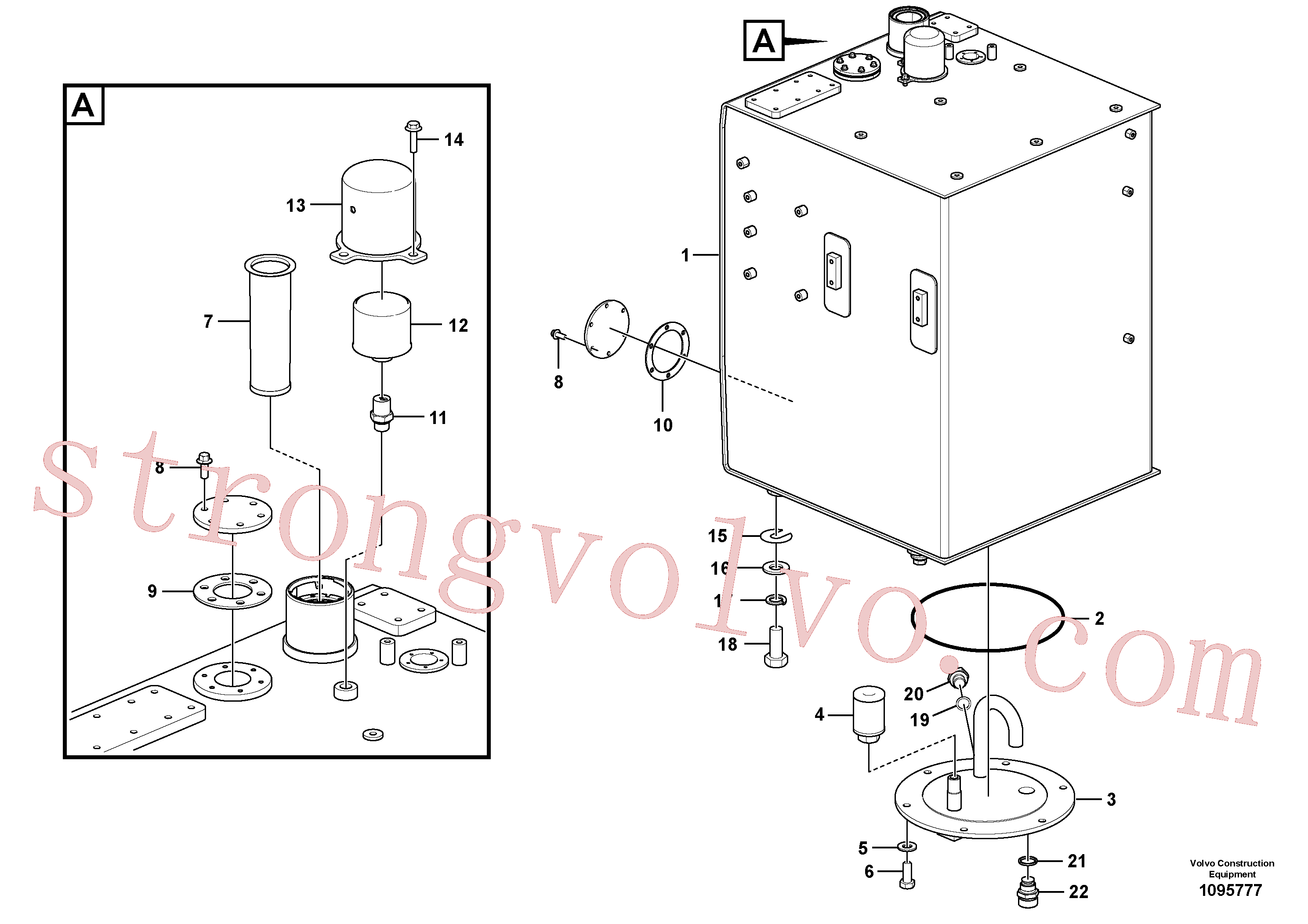 VOE14664197 Volvo Depósito de combustível com acessórios(1095777 Montagem)