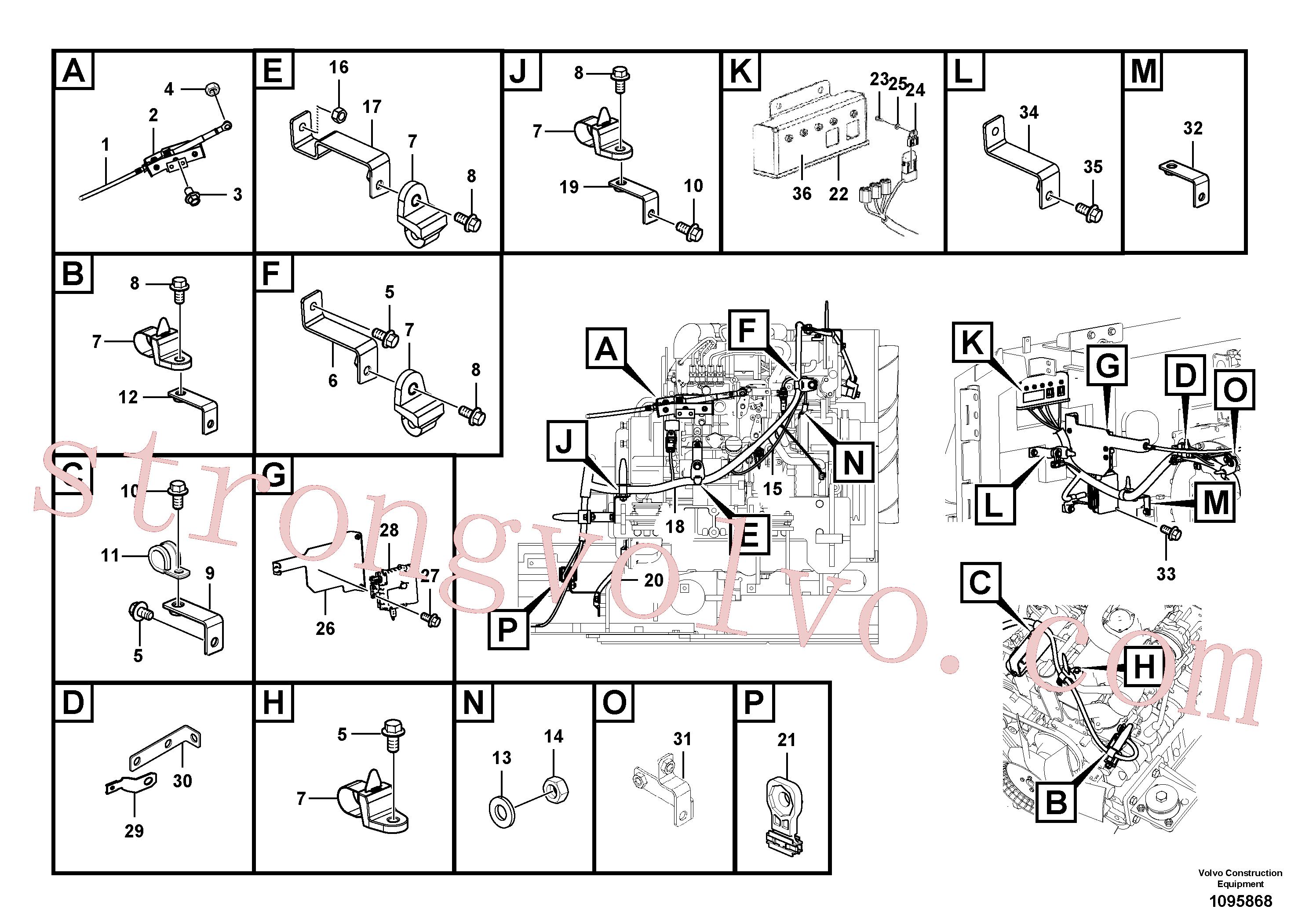VOE990967 Porca sextavada Volvo escavadeira