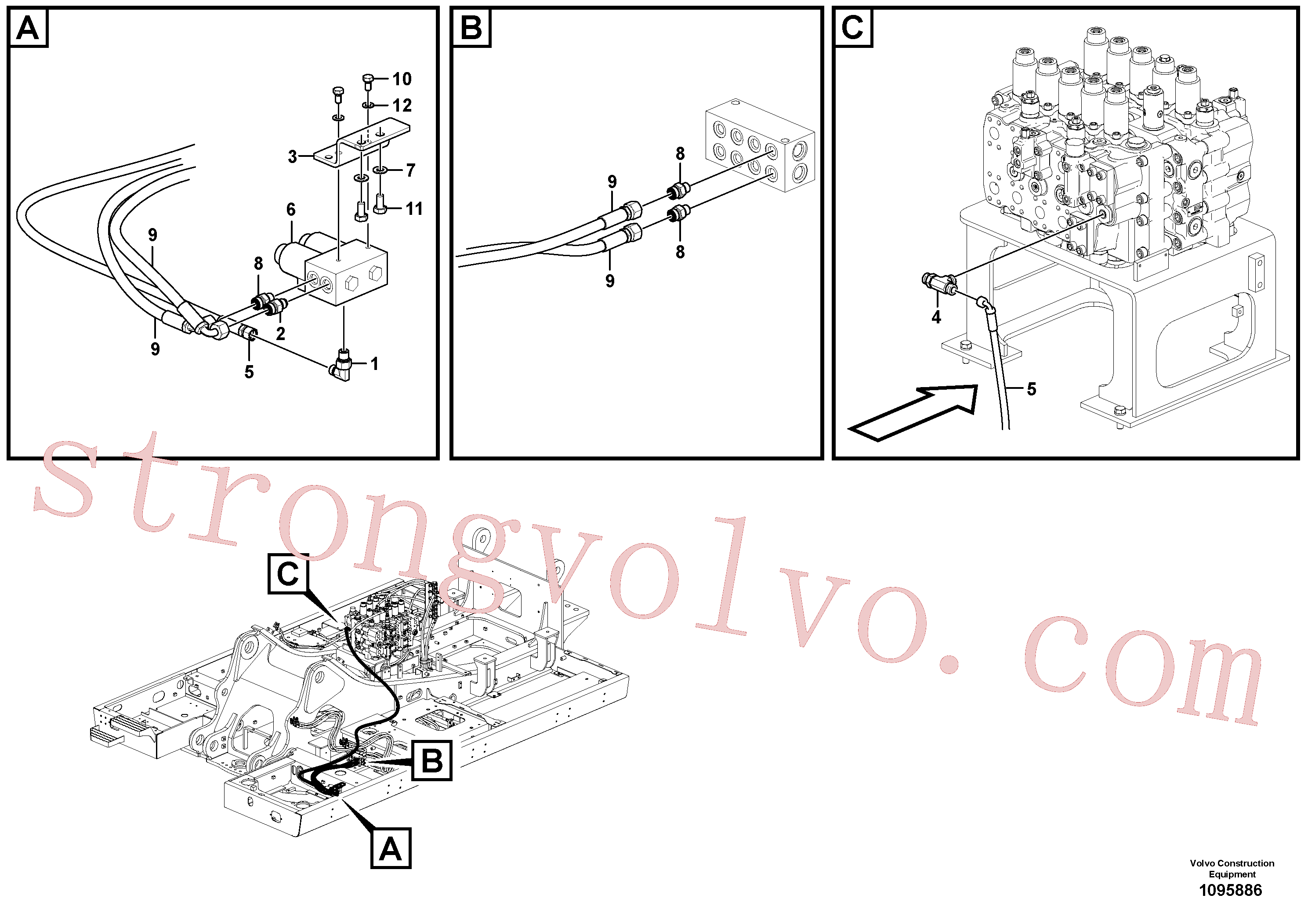 VOE14534519 Volvo Sistema servomotor, martelo e corte(1095886 Montagem)