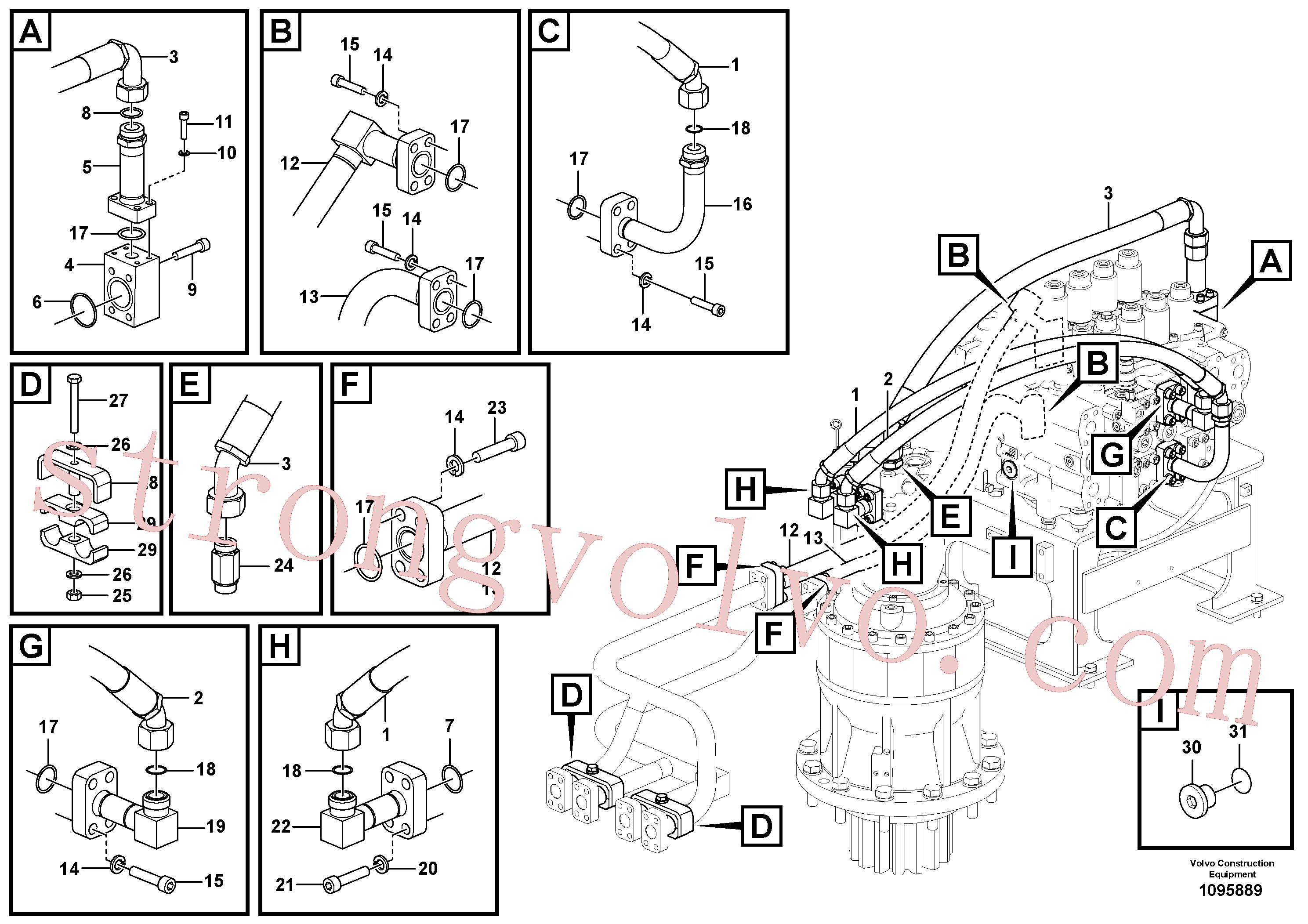VOE14672113 Volvo Sistema hidráulico, válvula de comando da lança e articulação(1095889 Montagem)