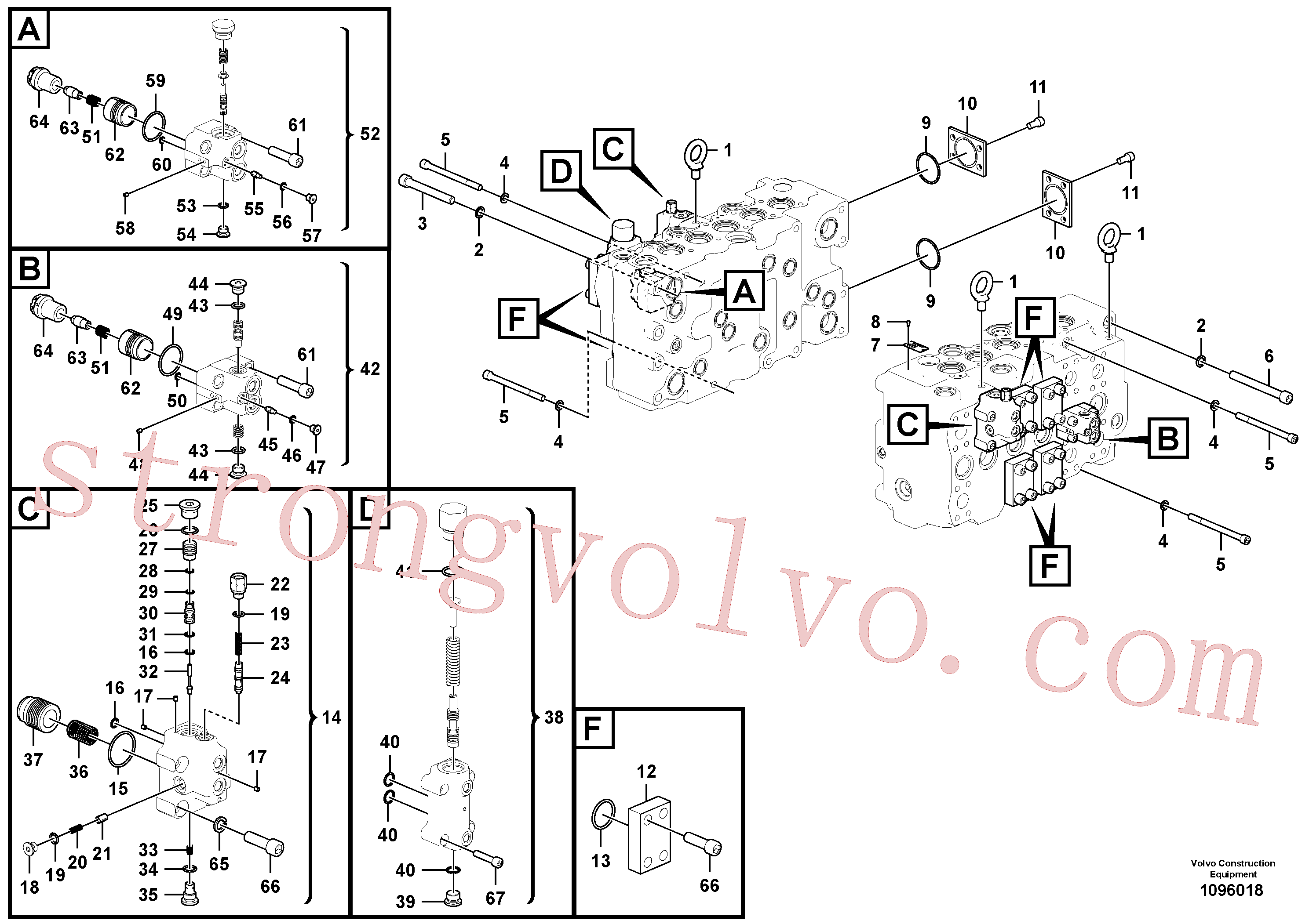 VOE14597158 Volvo Válvula mestra de comando(1096018 Montagem)